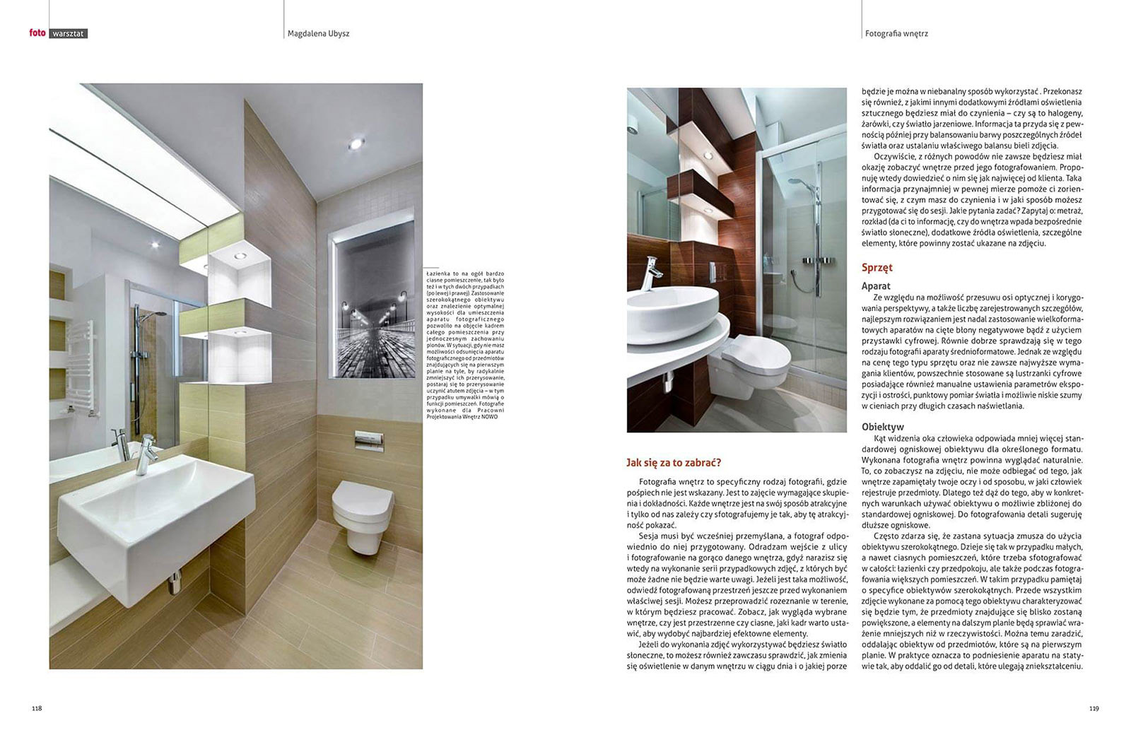 Seria artykułów dotyczących fotografowania wnętrz, które ukazały się w Magazynie Fotograficznym FOTO.