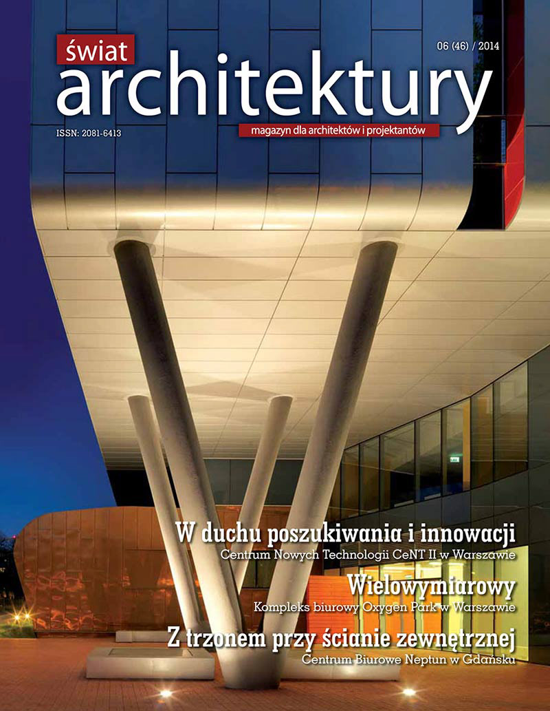 Publikacja zdjęć architektury dotycząca budynku Centrum Biurowe Neptun w Gdańsku w magazynie Świat Architektury.
