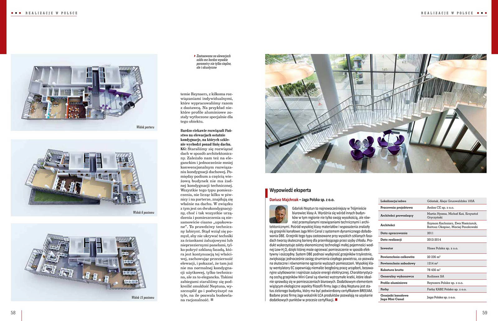 Publikacja zdjęć architektury dotycząca budynku Centrum Biurowe Neptun w Gdańsku w magazynie Świat Architektury.