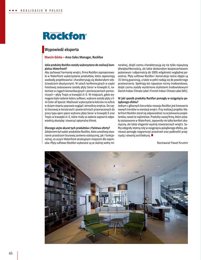 Publikacja zdjęć architektury dotycząca Waterfront w Gdyni w magazynie Świat Architektury.