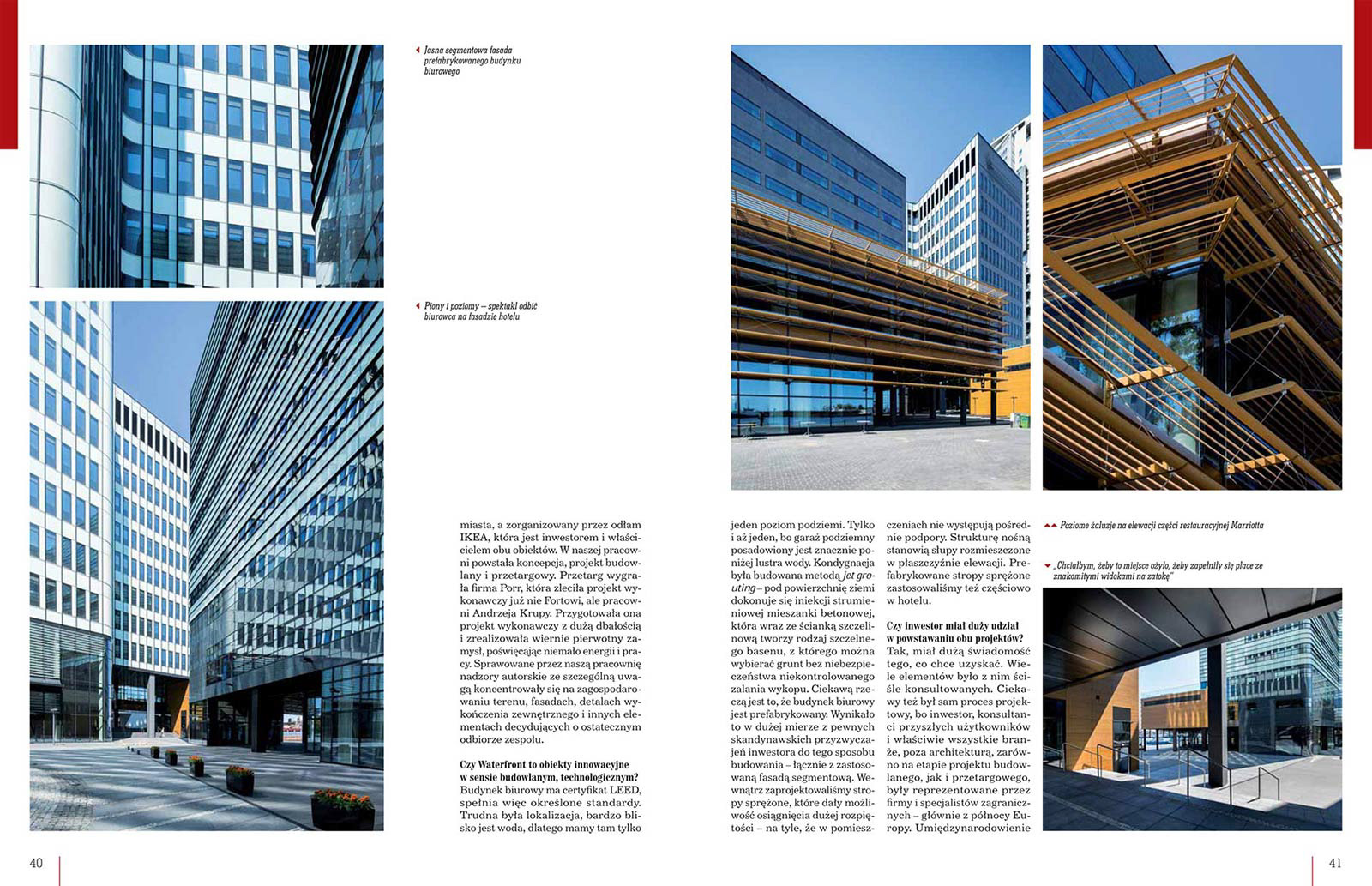Publikacja zdjęć architektury dotycząca Waterfront w Gdyni w magazynie Świat Architektury.