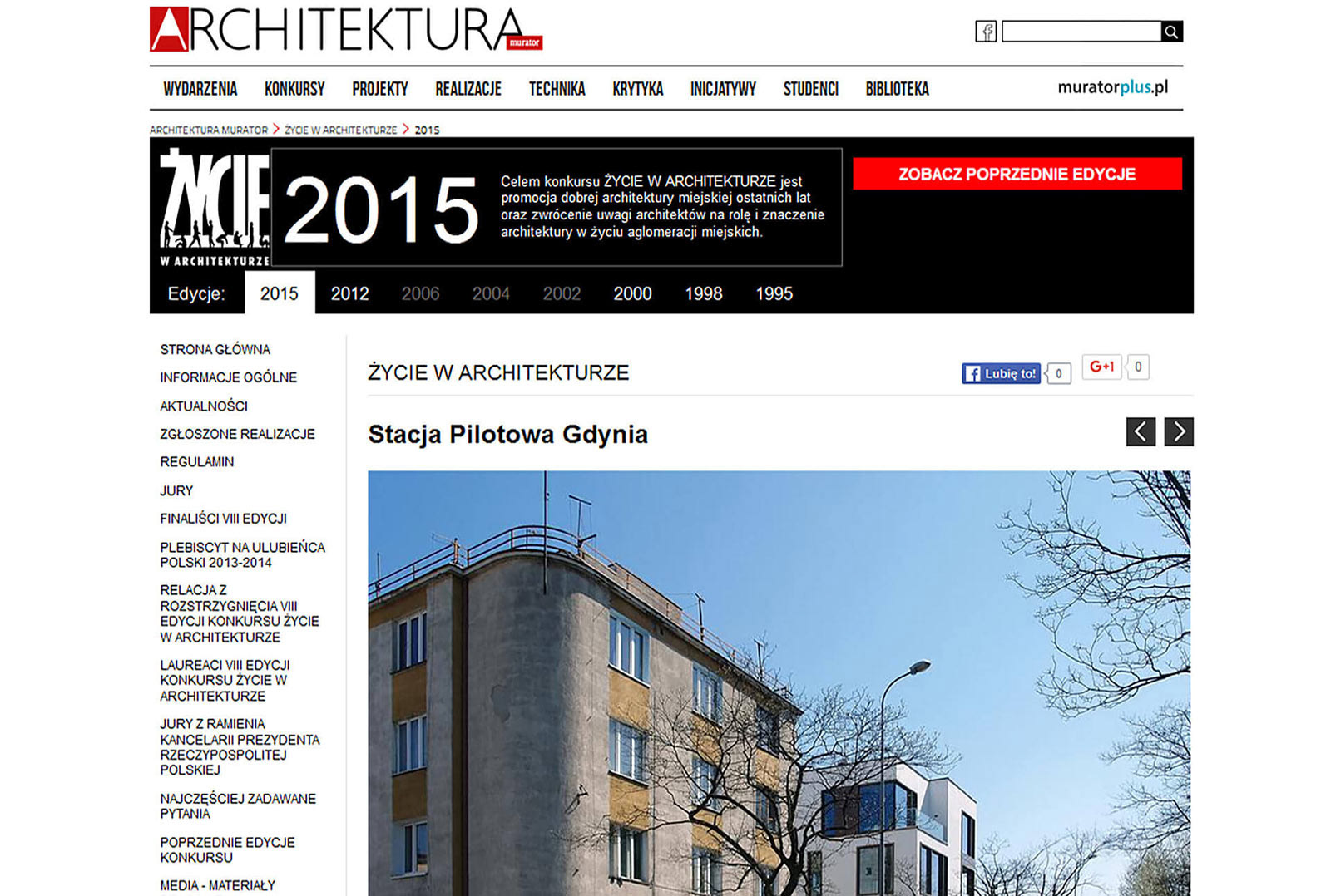 Publikacja zdjęć architektury dotycząca budynku Stacja Pilotowa w Gdyni w magazynie online Architektura Murator.