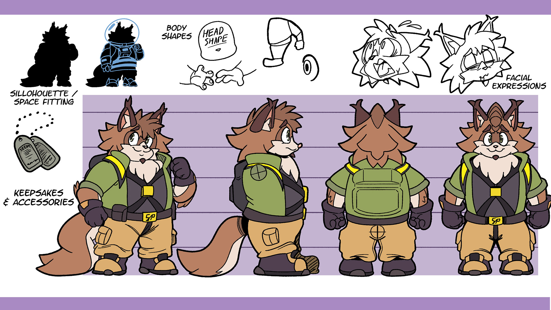 Sci-fi Cat Comic Story Character Sheet, Tiny