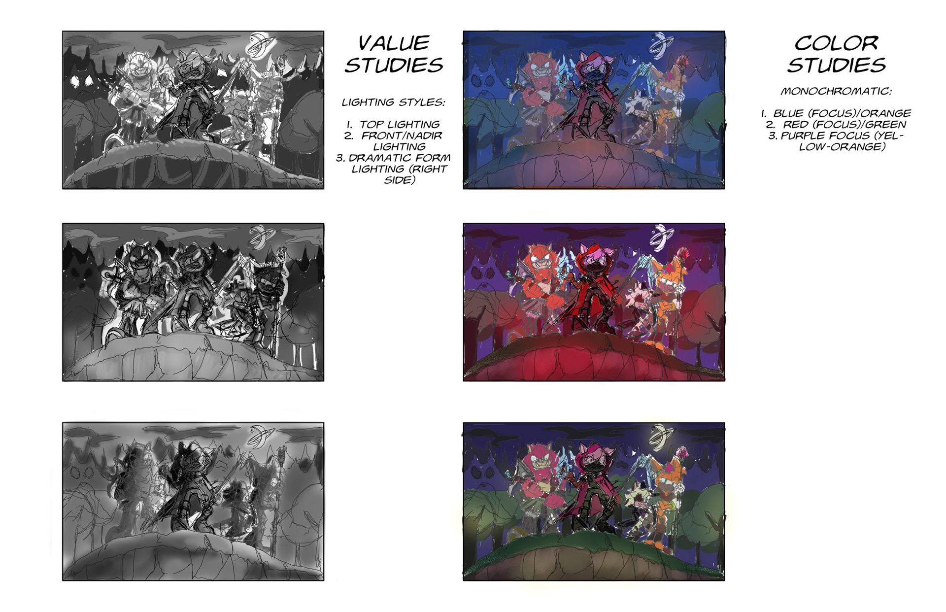 Storybook Sagas Story 1 - Color and Value Studies