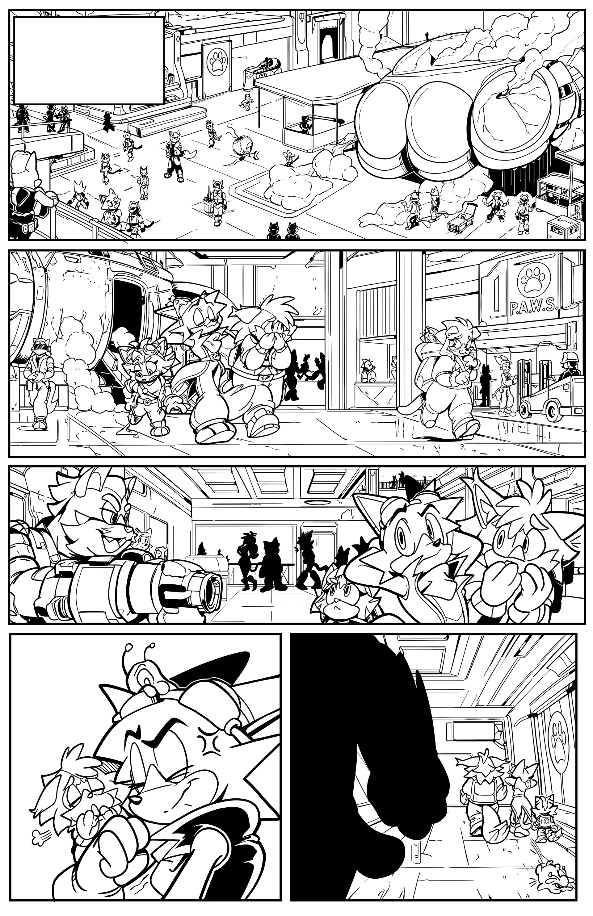Sci-fi Cat Comic Issue One, Page 3 Inks