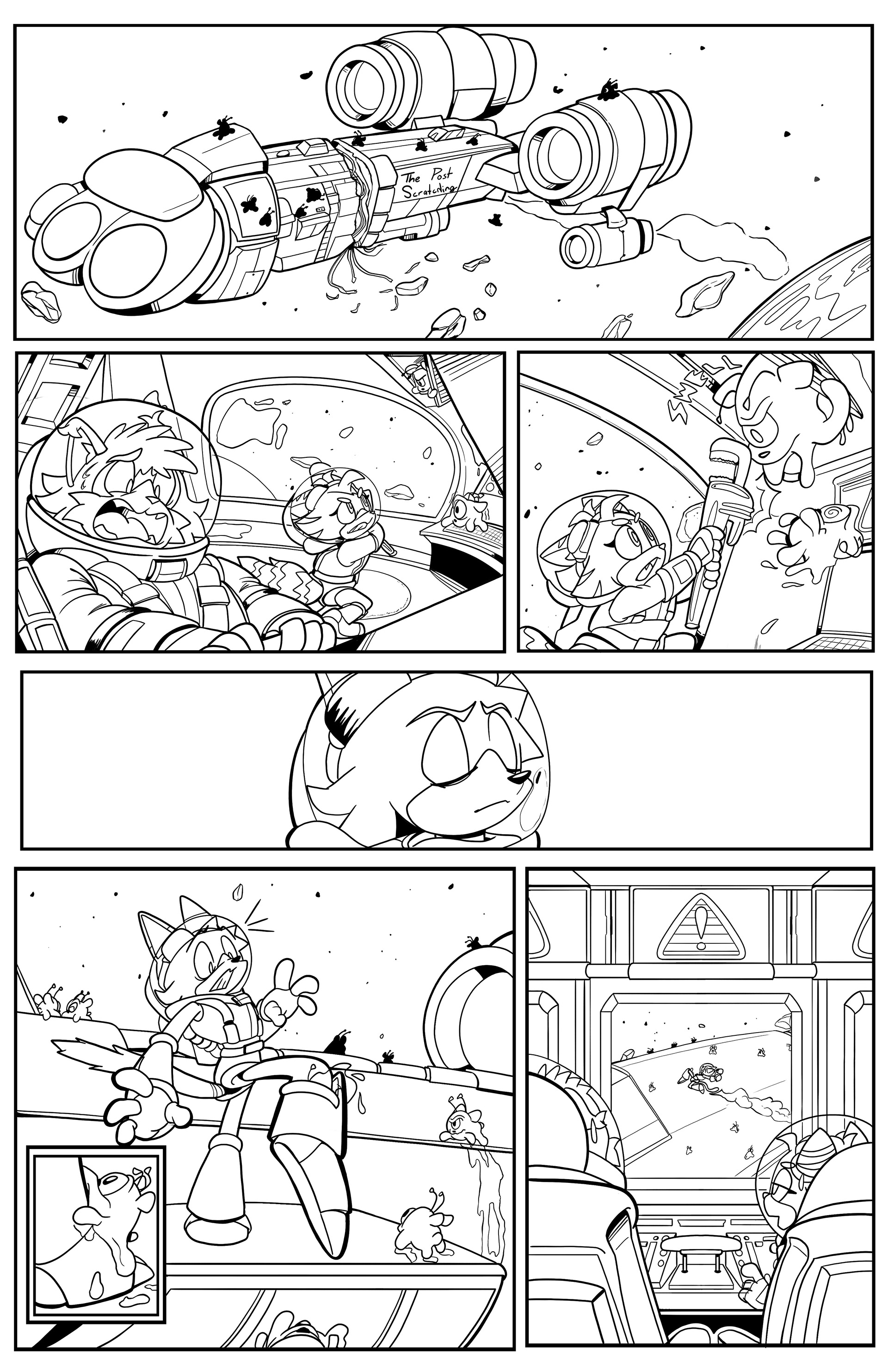 Sci-fi Cat Comic Issue One, Page 1 Inks