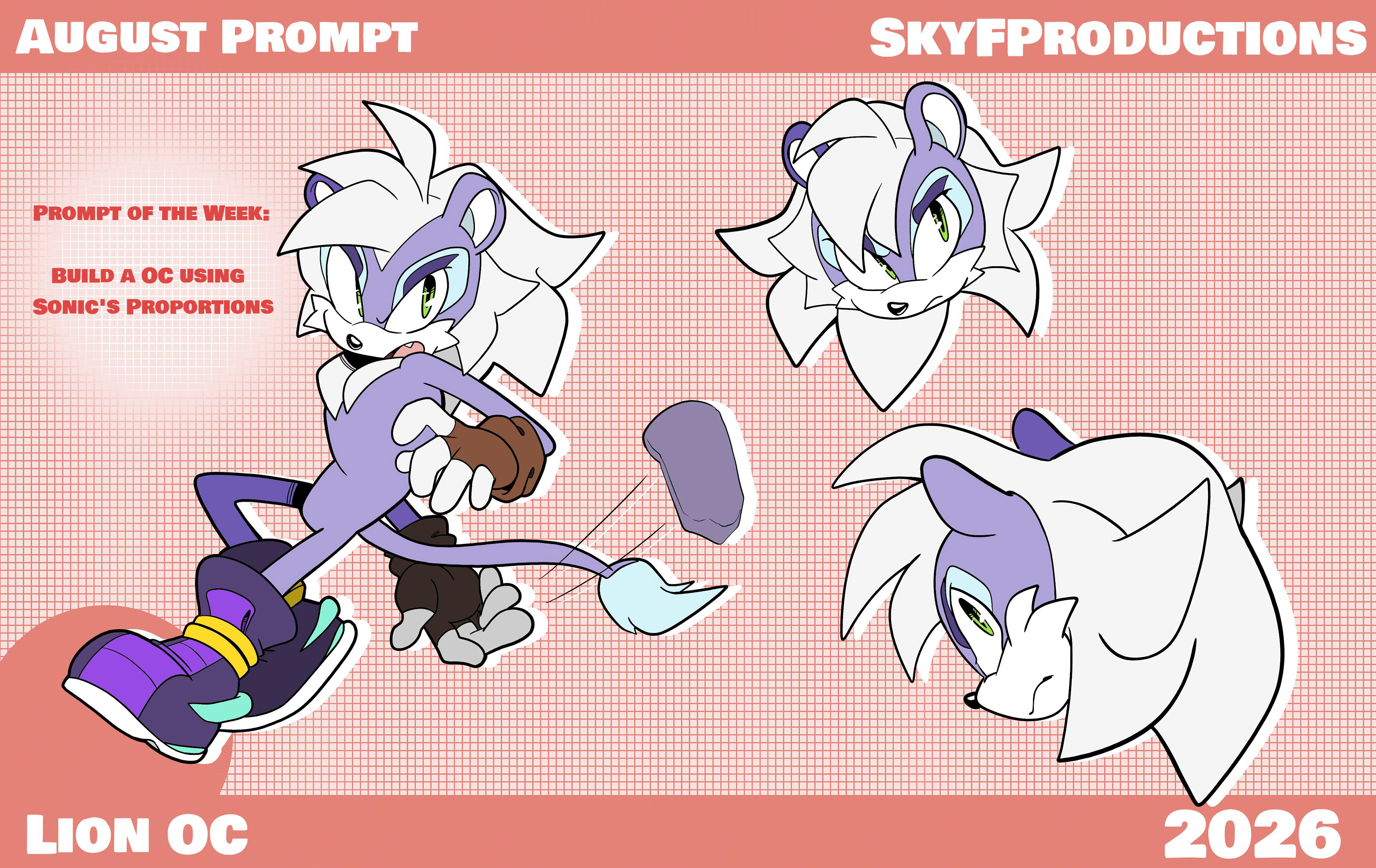 August Prompt Challenge: Character Design Sheet With A Slender "Sonic" Body Type