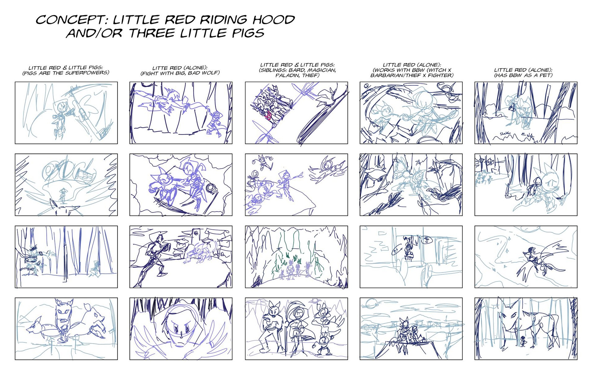 Storybook Sagas Story 1 - Ideation Thumbnails