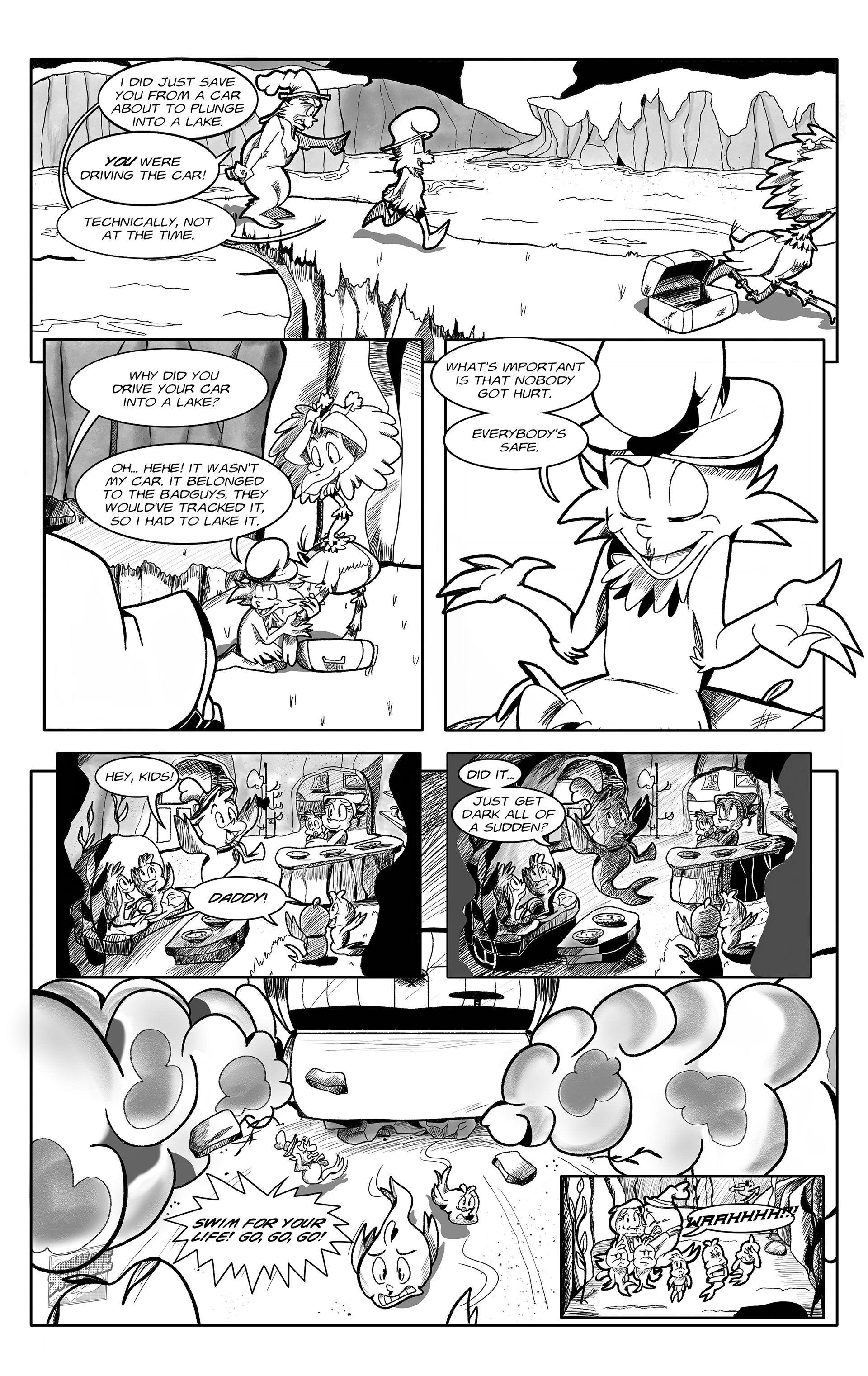 Comic book page 3, showing an action-oriented black-and-white sequential layout of Green Eggs and Ham