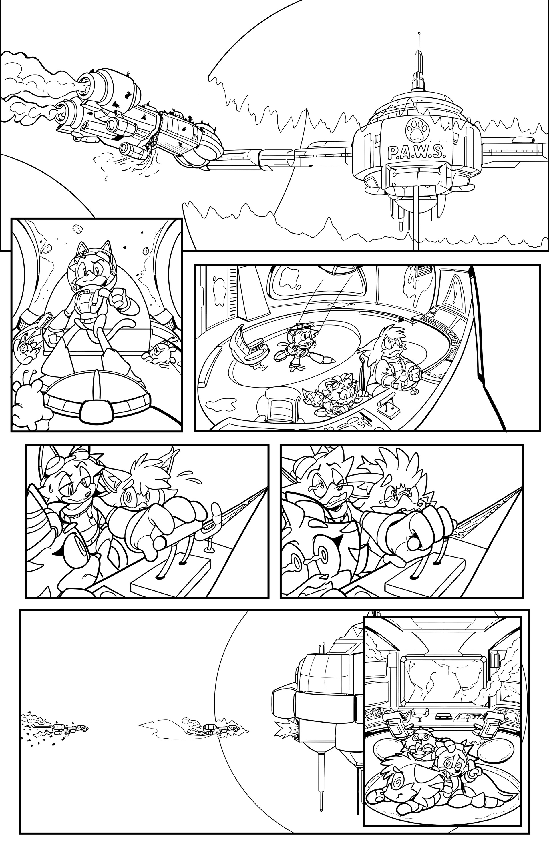 Sci-fi Cat Comic Issue One, Page 2 Inks