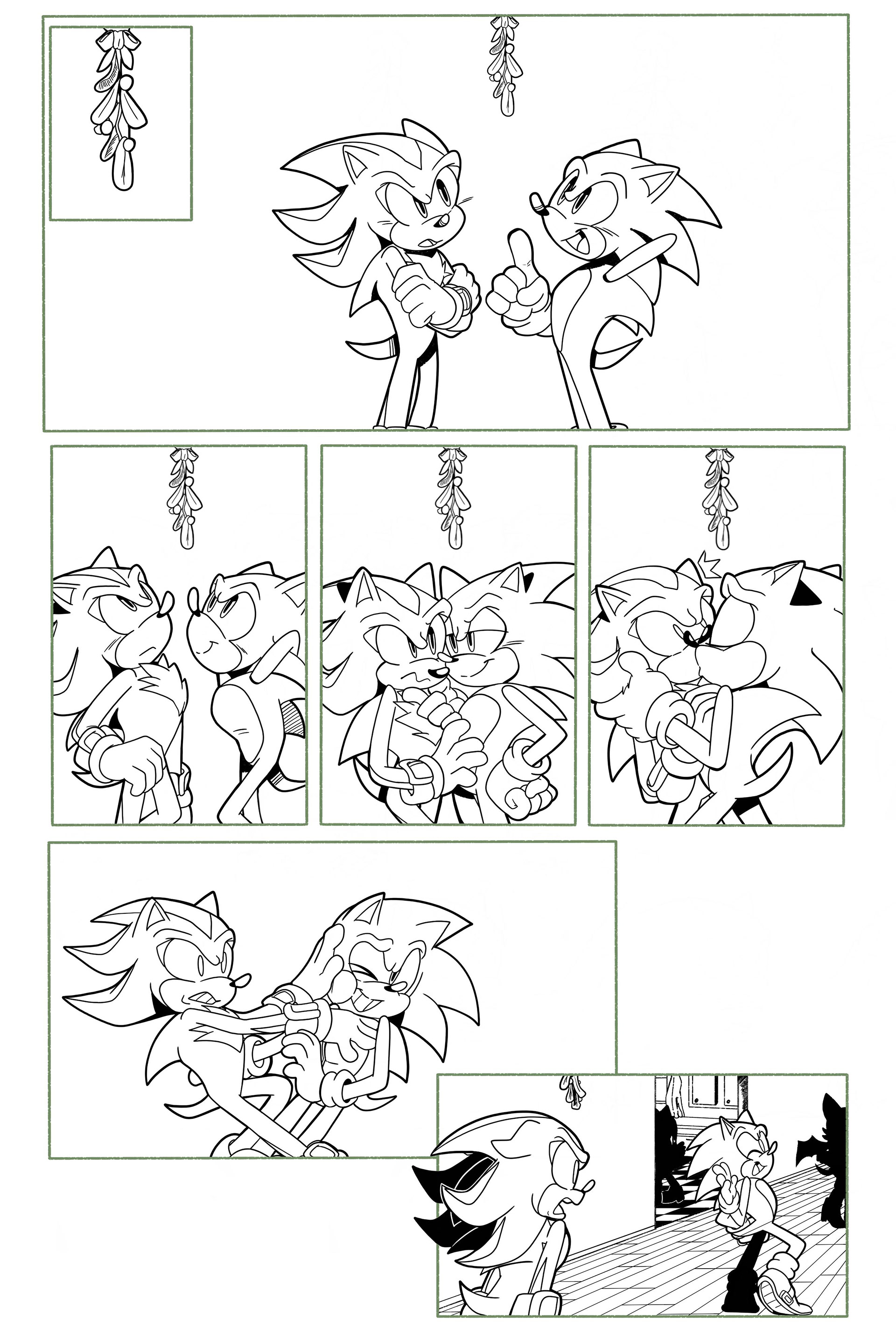 Sonadow Christmas Comic Page 1 Inks