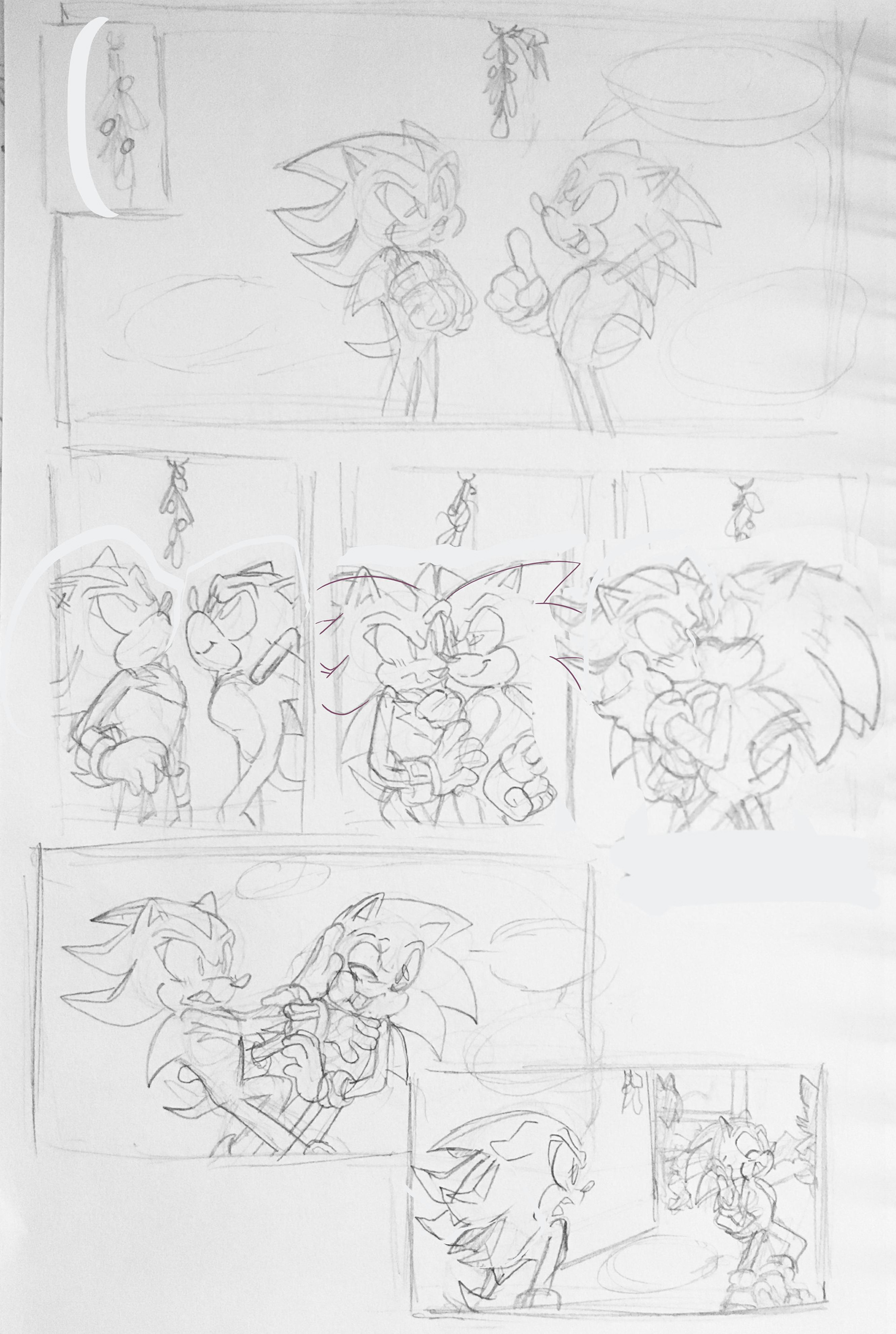 Sonadow Christmas Comic Page 1 Sketch and Pencils