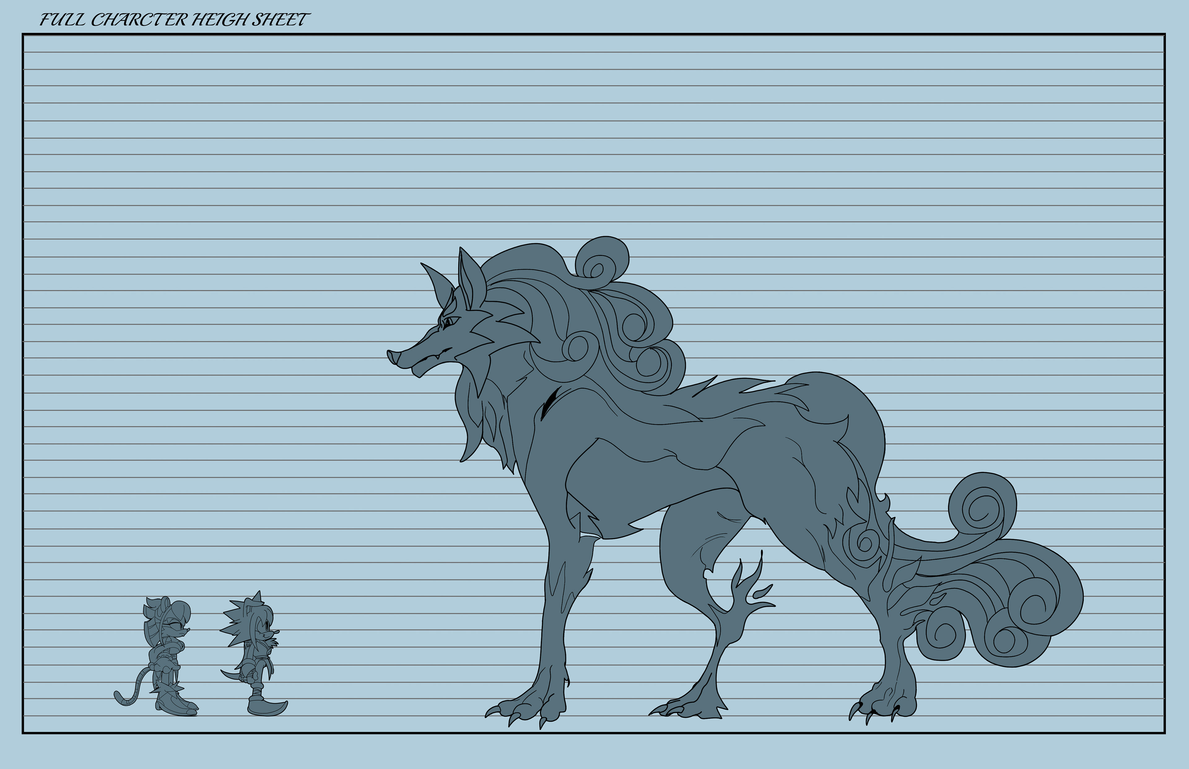 Silhouetted Creature Size Comparison Chart Showing Main Characters and Dog Zodiac's Spirit Form