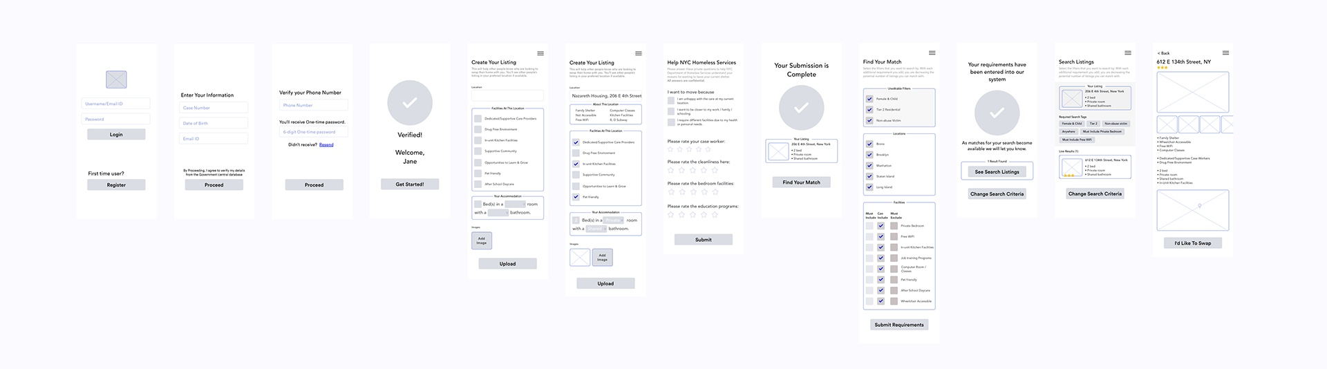 Wireframe — Resident Flow