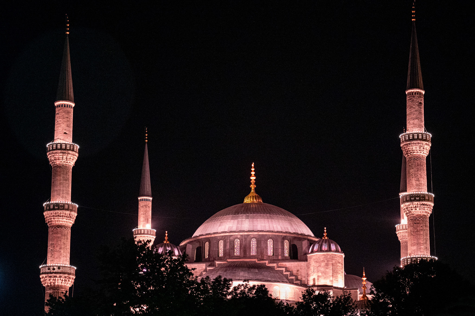 The Blue Mosque at night