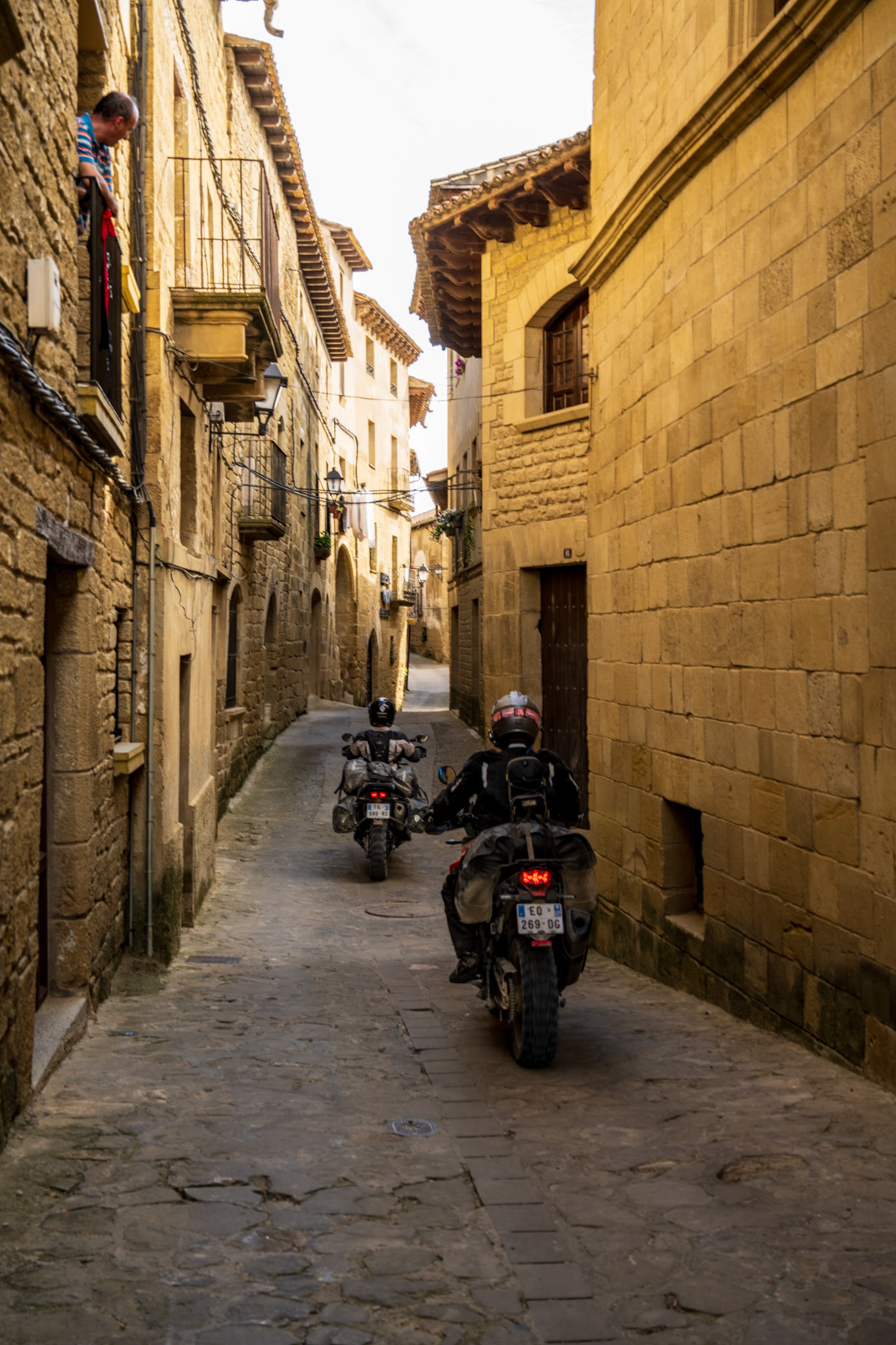 We always ride slowly in these narrow streets