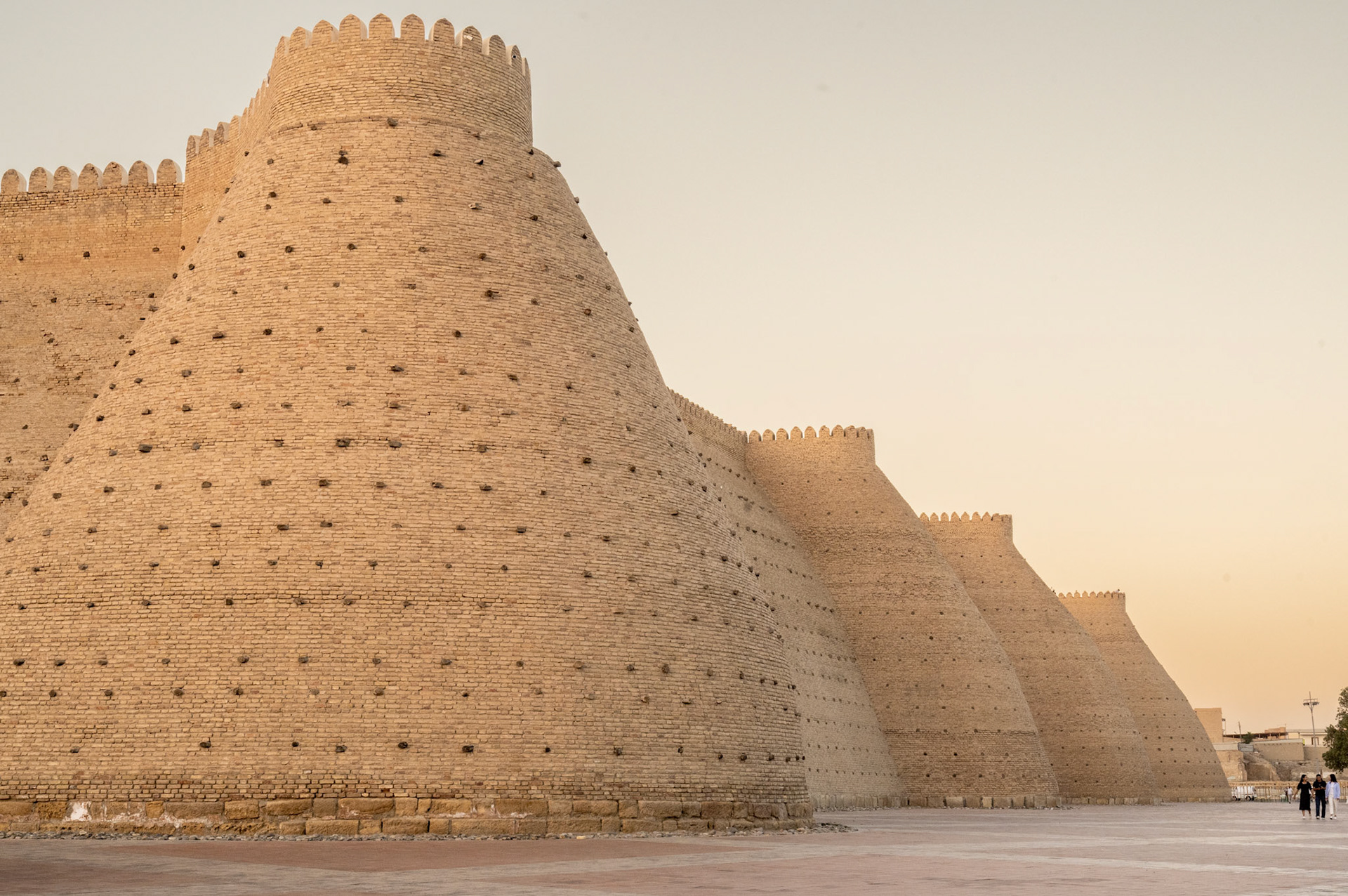 The walls of the Ark Citadel in Bukhara stand at an height of 20 meters (65 feet).