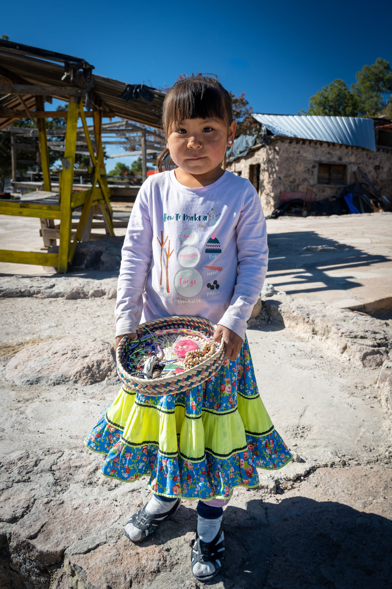 Copper Canyon is home of the Rarámuri. I was moved by this 4-year old little girl, shy but brave enough to approach a stranger dressed in intimidating motorcycle gear.