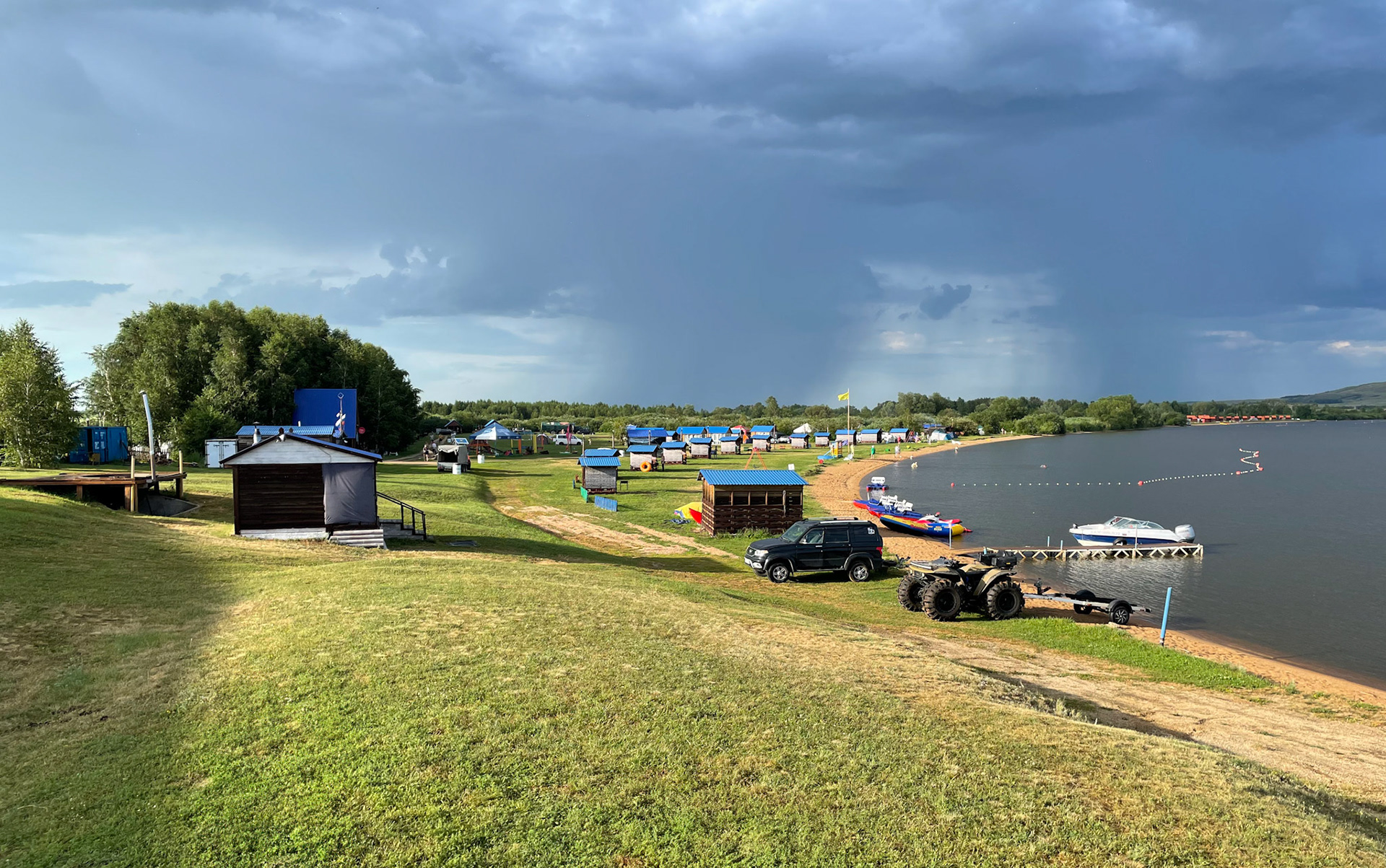 The resort where we spent the day, with a couple of storms passing by