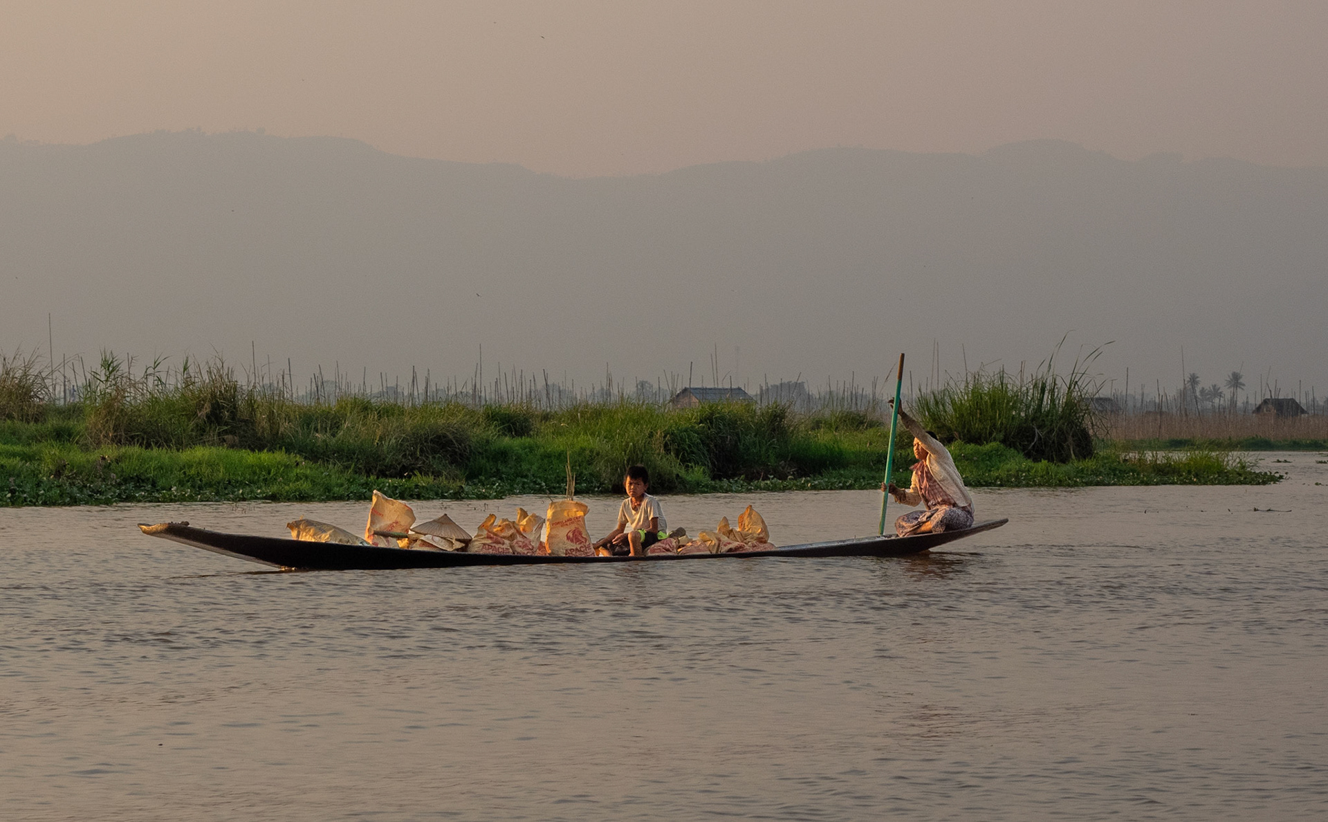 Inle Lake is the main way of communication between the surrounding villages