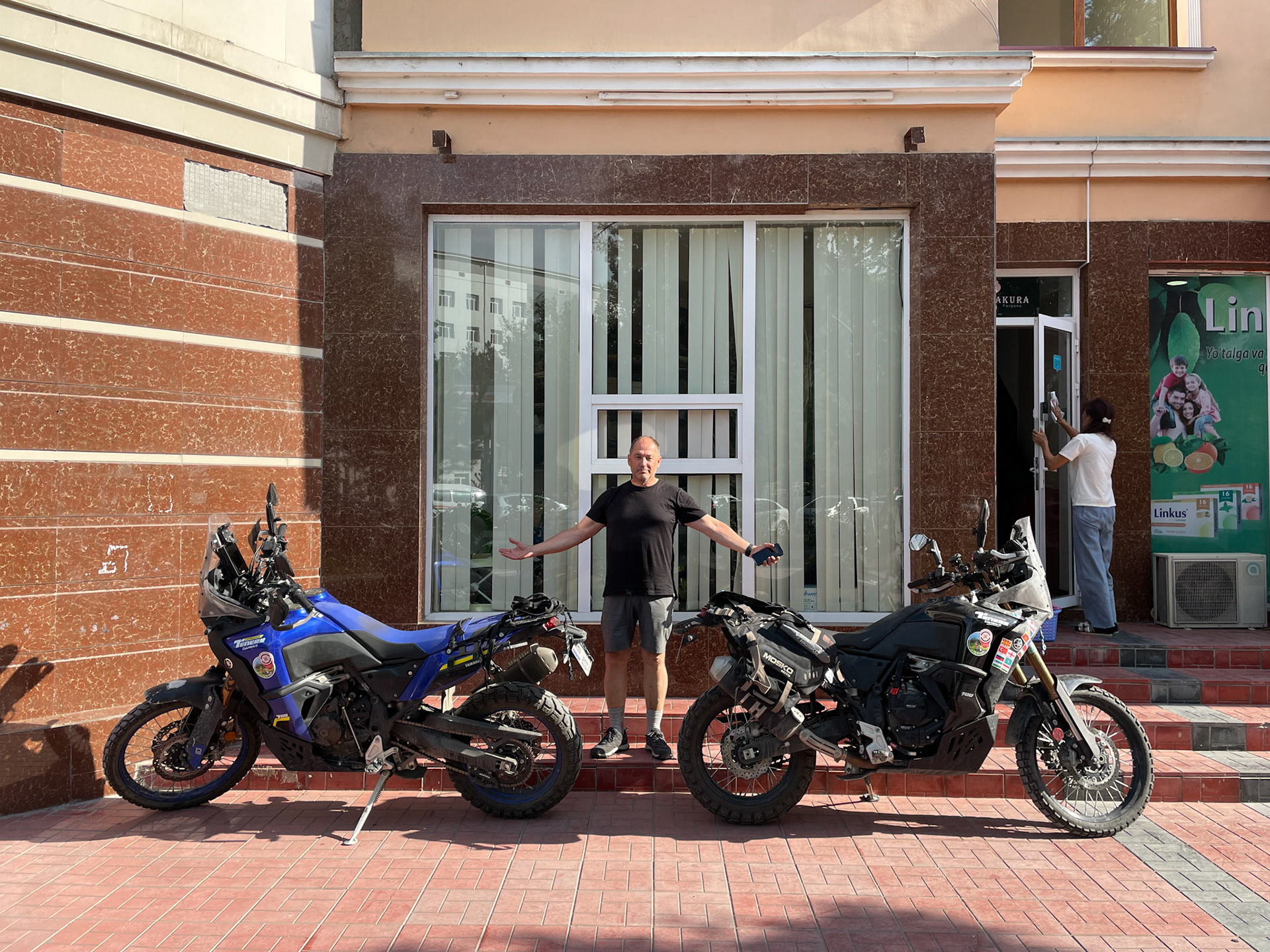 In front of the minuscule entrance of our hostel