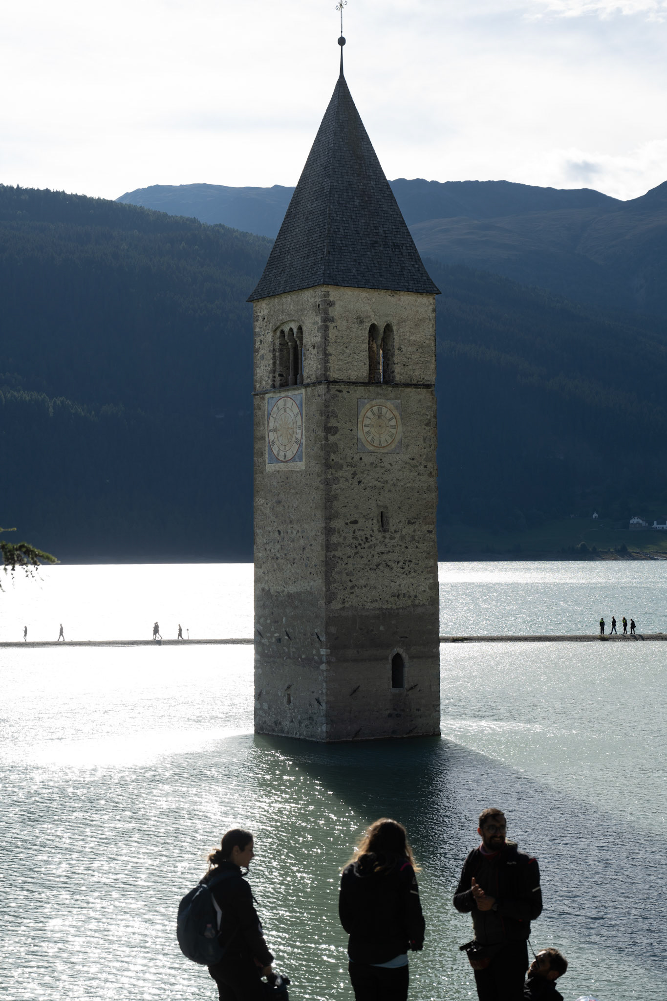 Campanile di Curon Venosta Vecchia. The village was lost when a dam was built to generate electricity.
