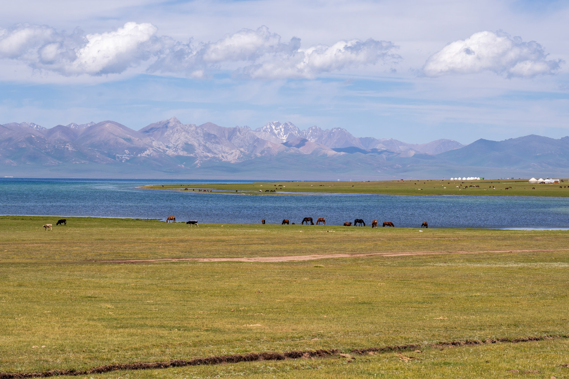The gorgeous Son-Kul lake, at 3000 m / 9850 ft
