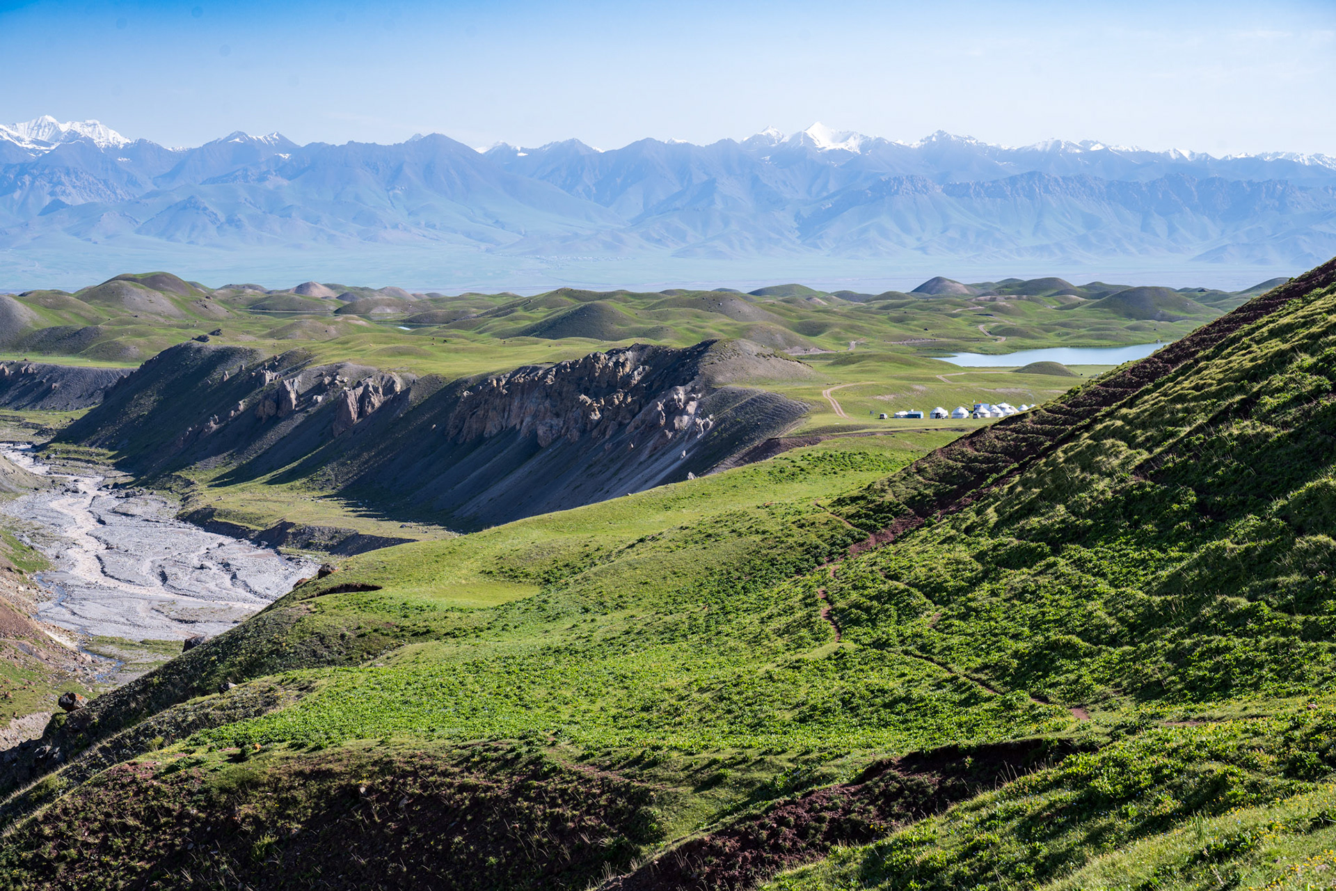 Looking towards the camp and the mountain range in the North