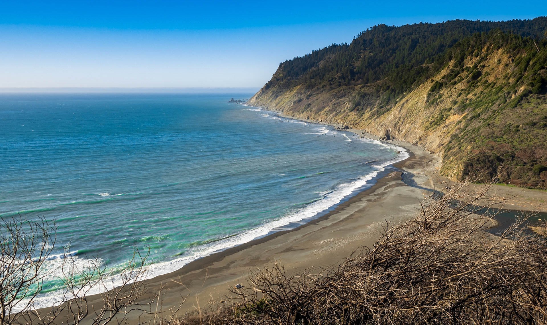 The magic moment when a dirt road leads us to this view on Usal Beach