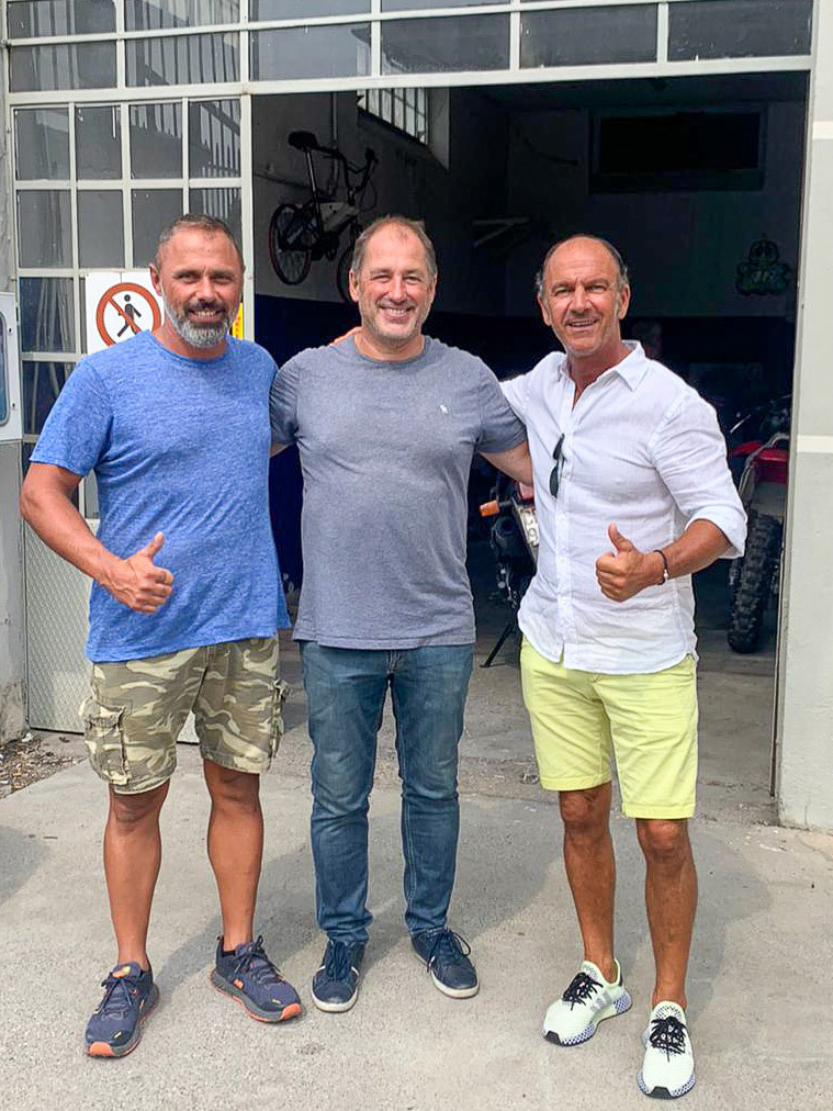 Cristiano Migliorati, a former Moto GP racer, and Marco Borciani, a former Superbike champion