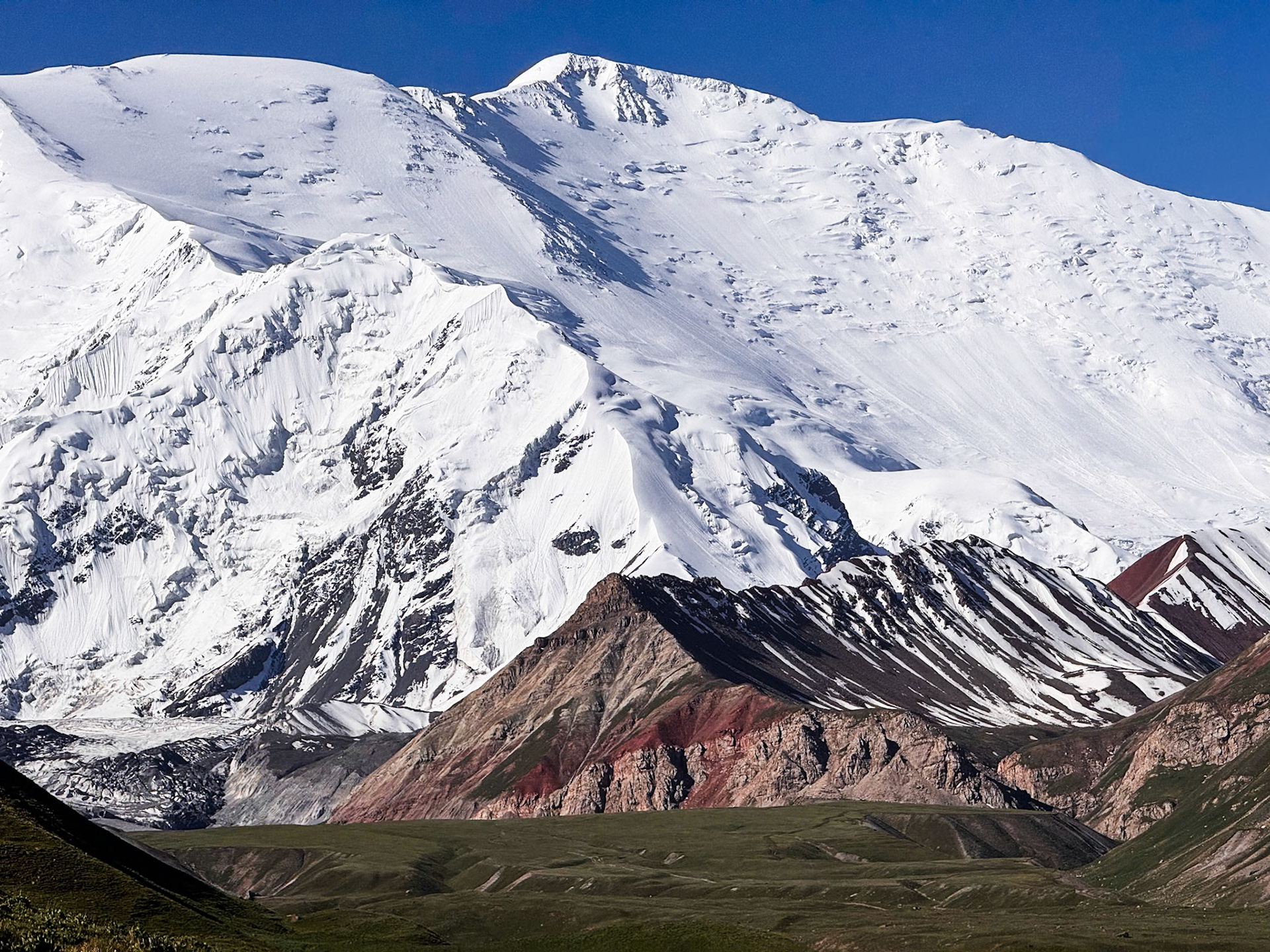 The clearest view we had of the Lenin Peak, still very far away from its base