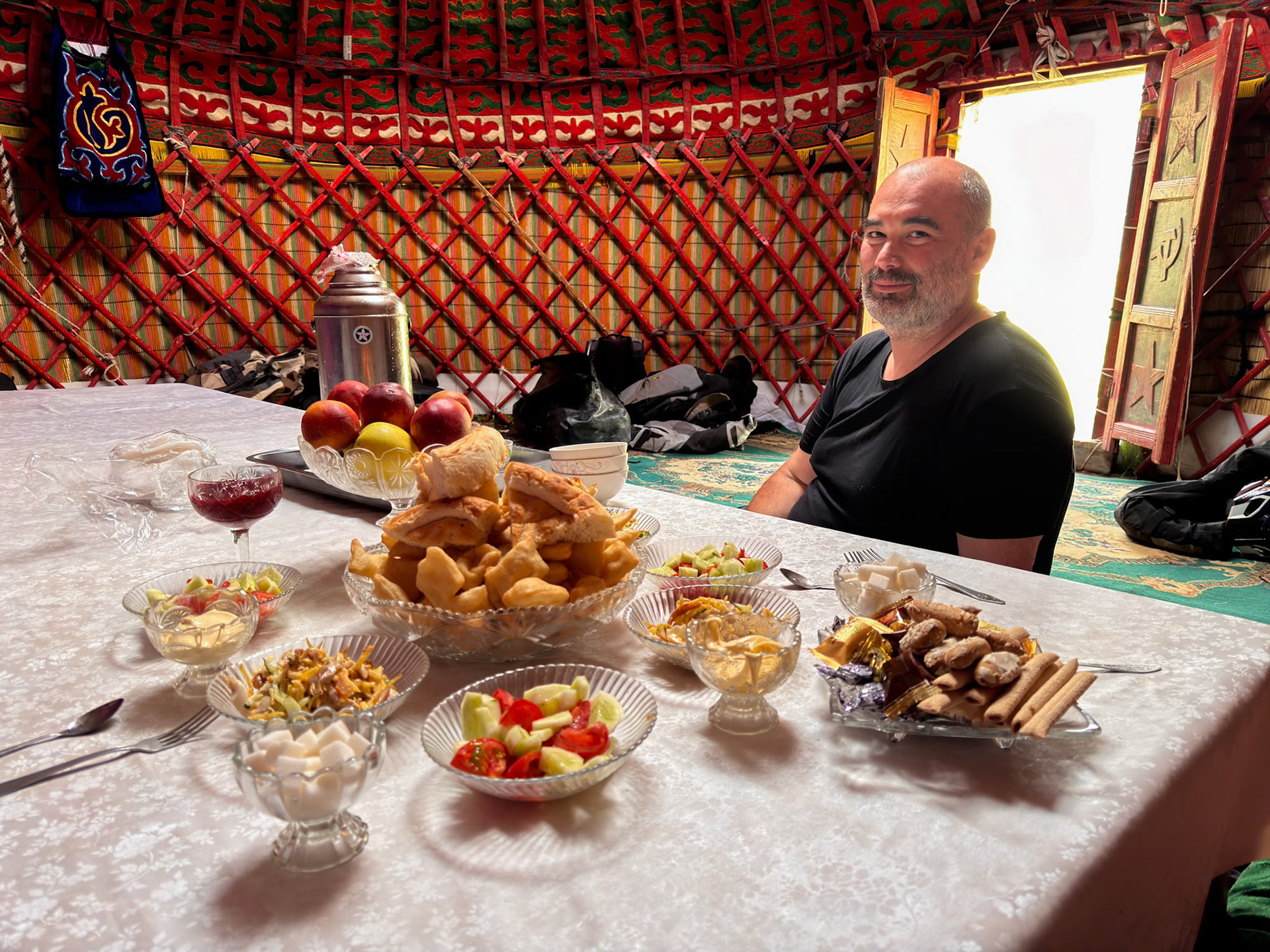Vincent in front of the tea spread