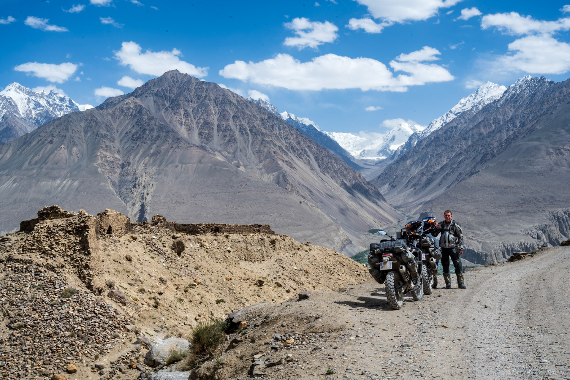 Hard to beat the scale, the ruins, the vertical cliffs and the snowcapped summits in the background