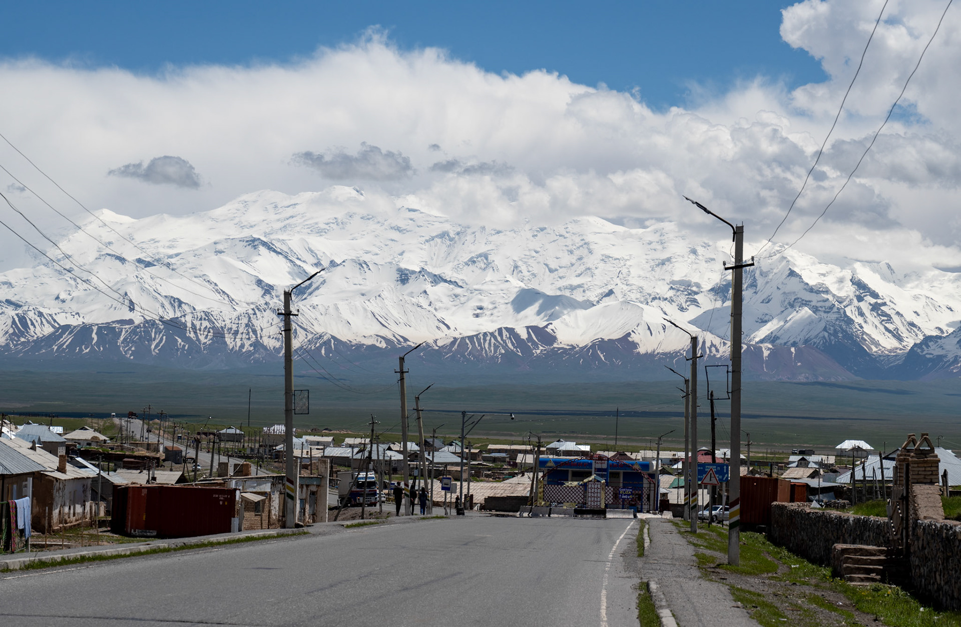 Sary-Tash is a rough scrappy town but the mountains in the backdrop are incredible