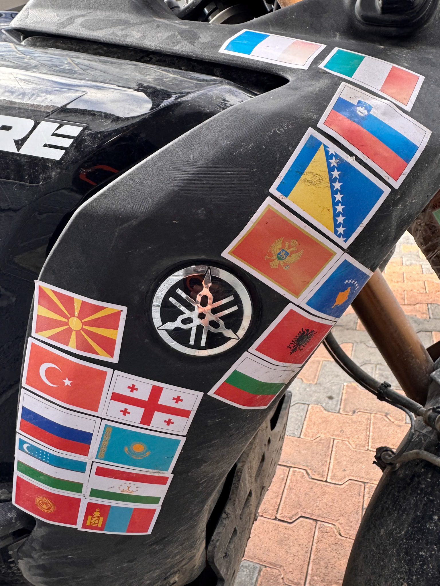 I placed the last remaining flag sticker on my motorcycle 😎
