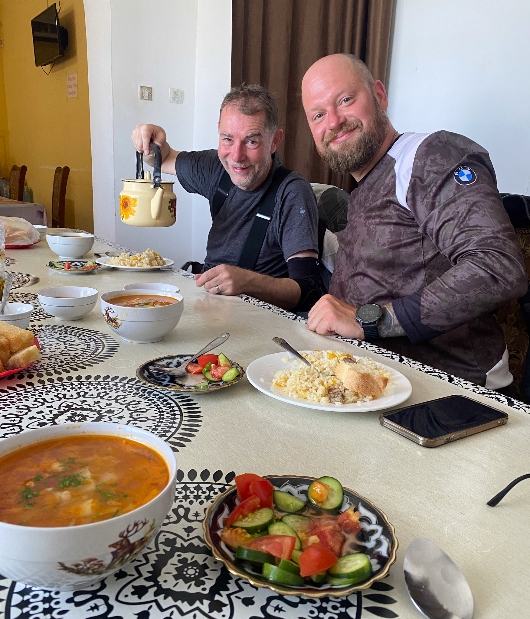 Shurpa, the most popular Uzbek soup and of course plov. The plovs have different flavors in each region but they all share the renowned Uzbek rice, with very short grains.