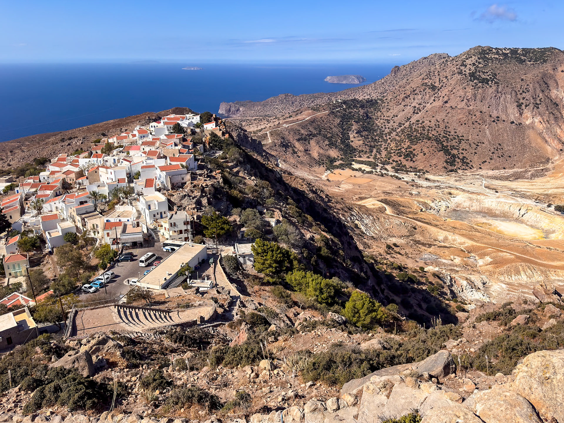 Nikia town, overlooking the volcano