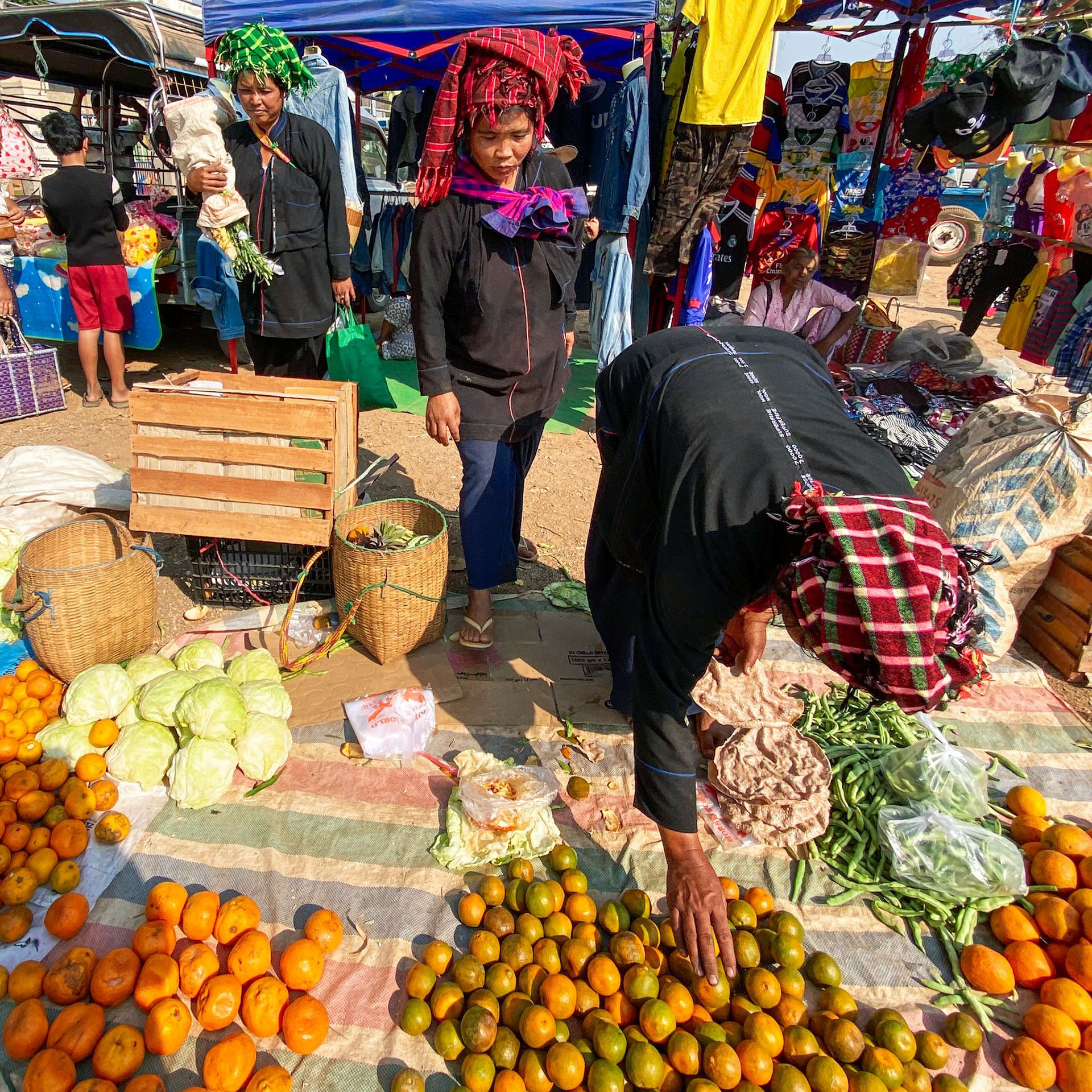 Colorful head wraps wore by most Shan women