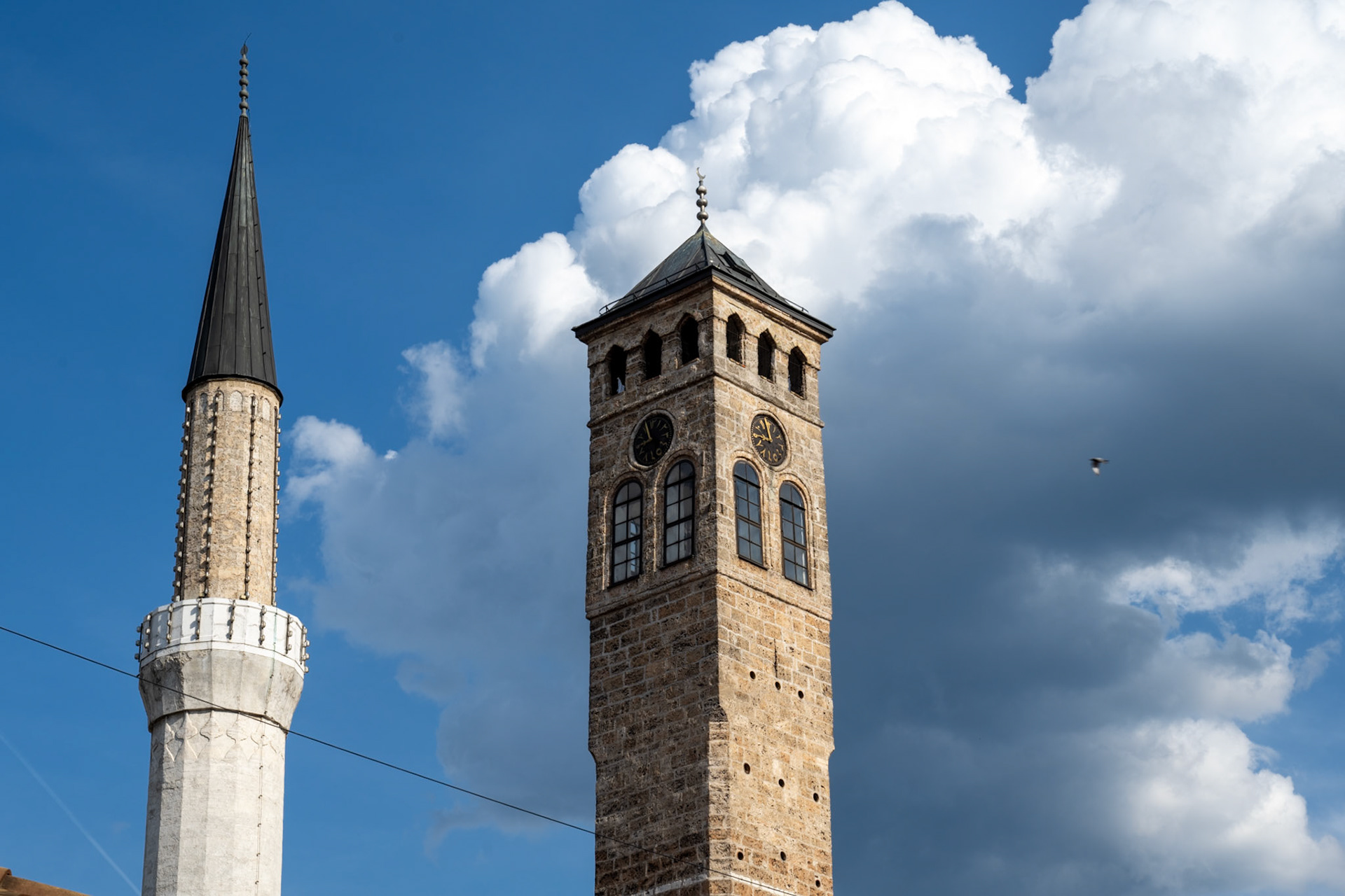A rare clocktower close by the mosque minaret