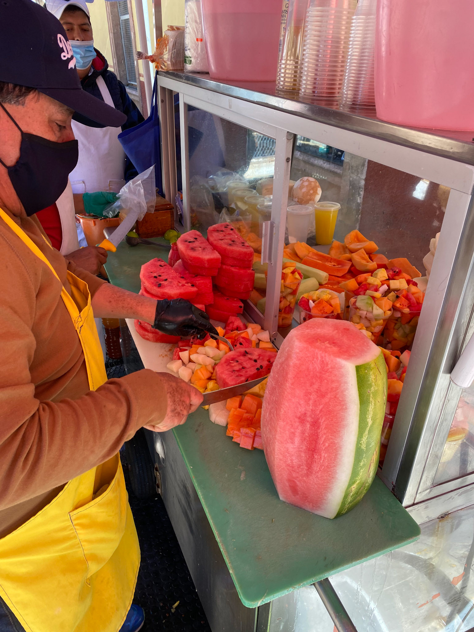 • One of the things I’ve missed from Mexico: a big cup of ripe fruits with salt, chile and lime juice on top. Delish!