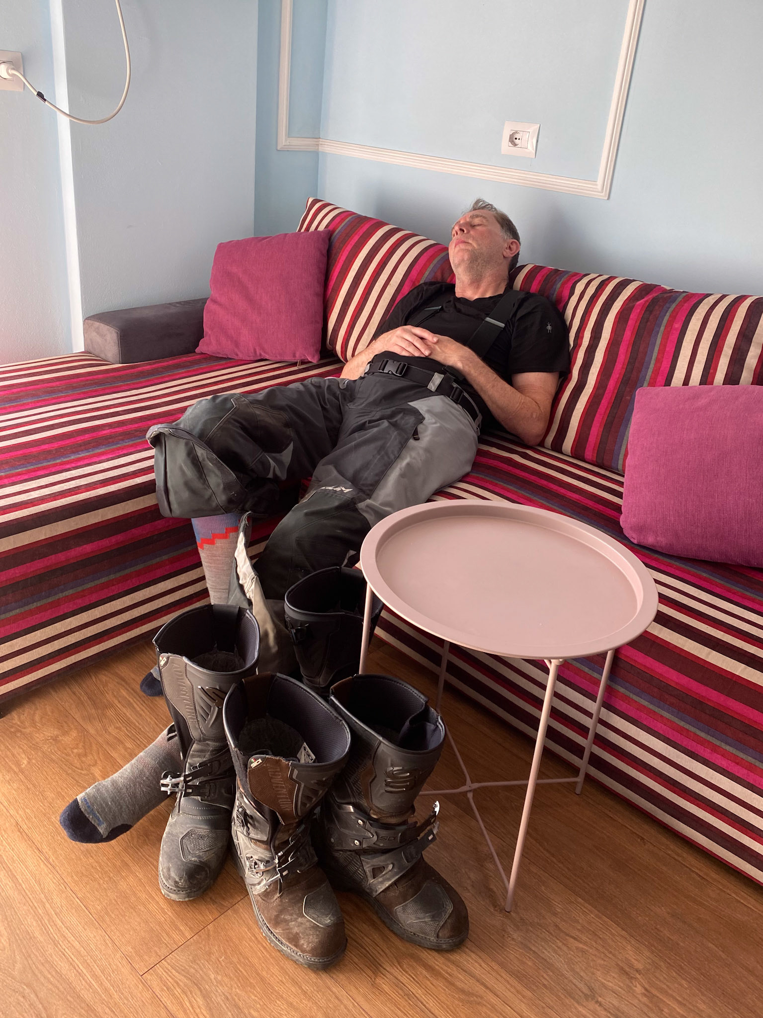 The consequence of a tough night and tiring twisty roads 🙂