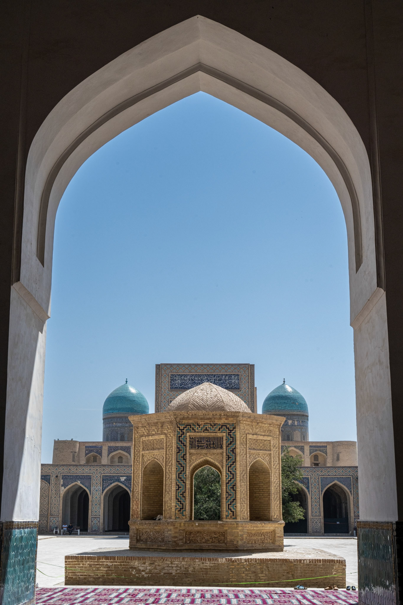 View from the courtyard of the Kalon mosque on the Miri Arab Madrasah