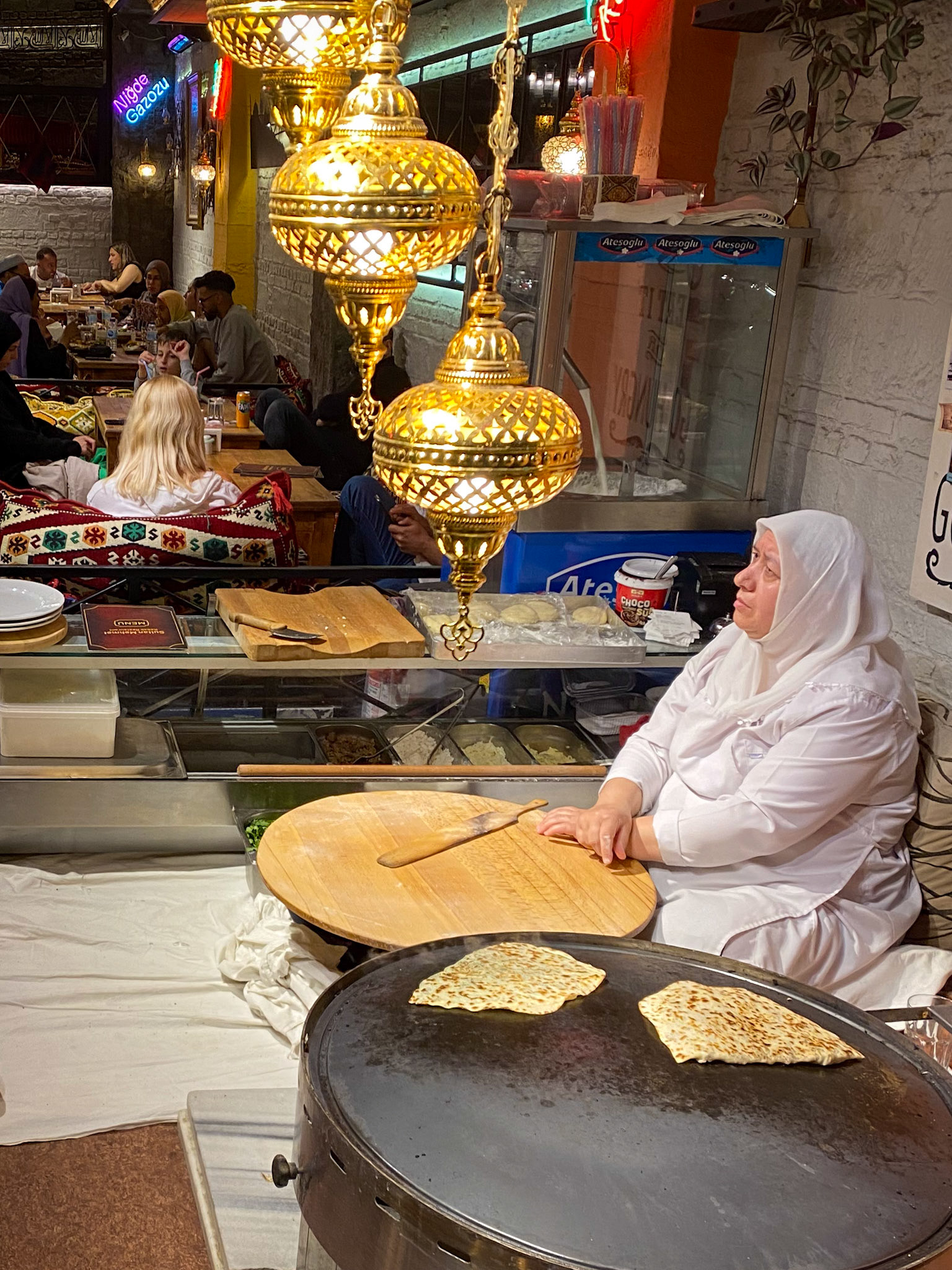Making fresh Gozleme for the guests of the restaurant