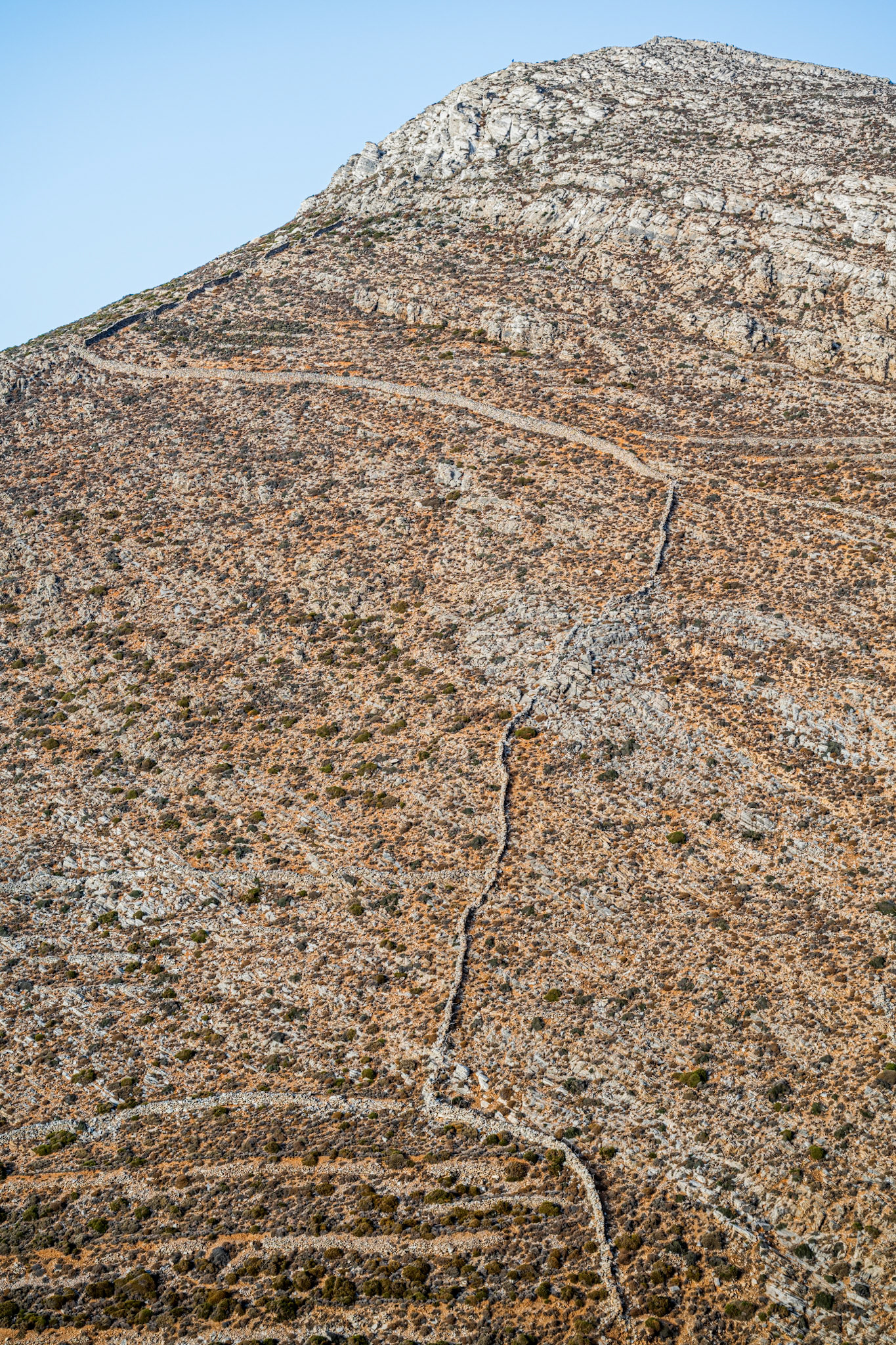 Amorgos scenery is mostly bare rocks. And thousands of km of dry stone walls delimiting implausible parcels.