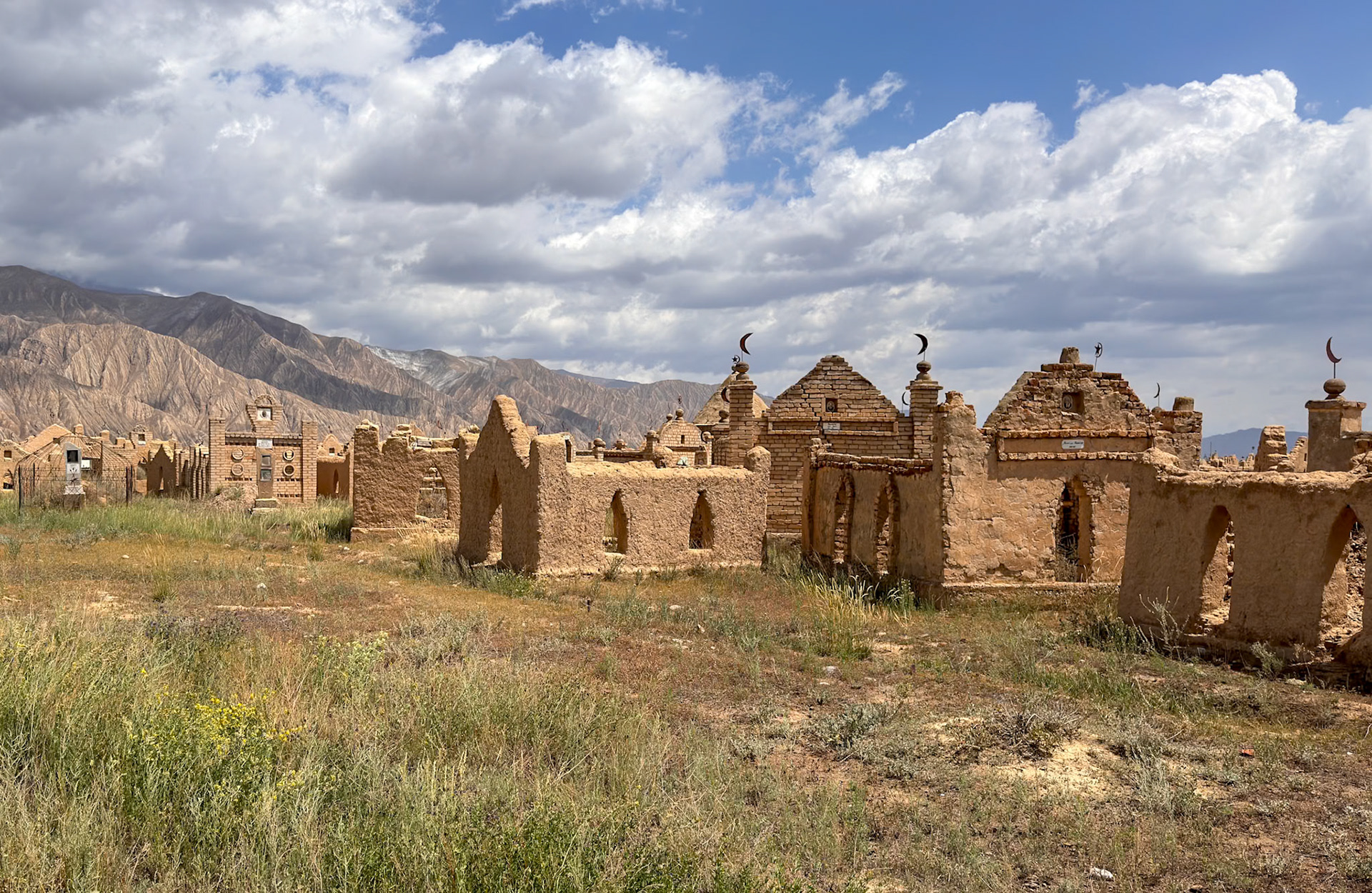 A typical Kyrgyz cemetery, similar to many others we had encountered