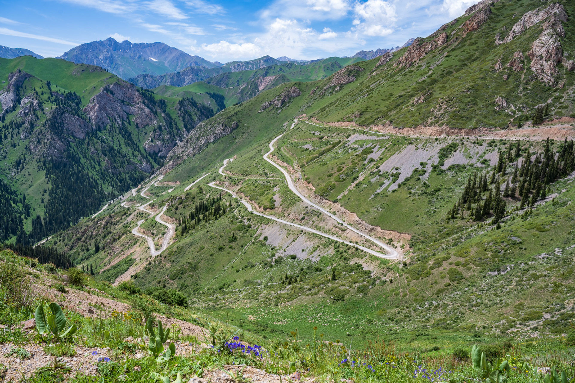 We wound our way up the mountainside on switchbacks, ascending to the plateau where the lake lay