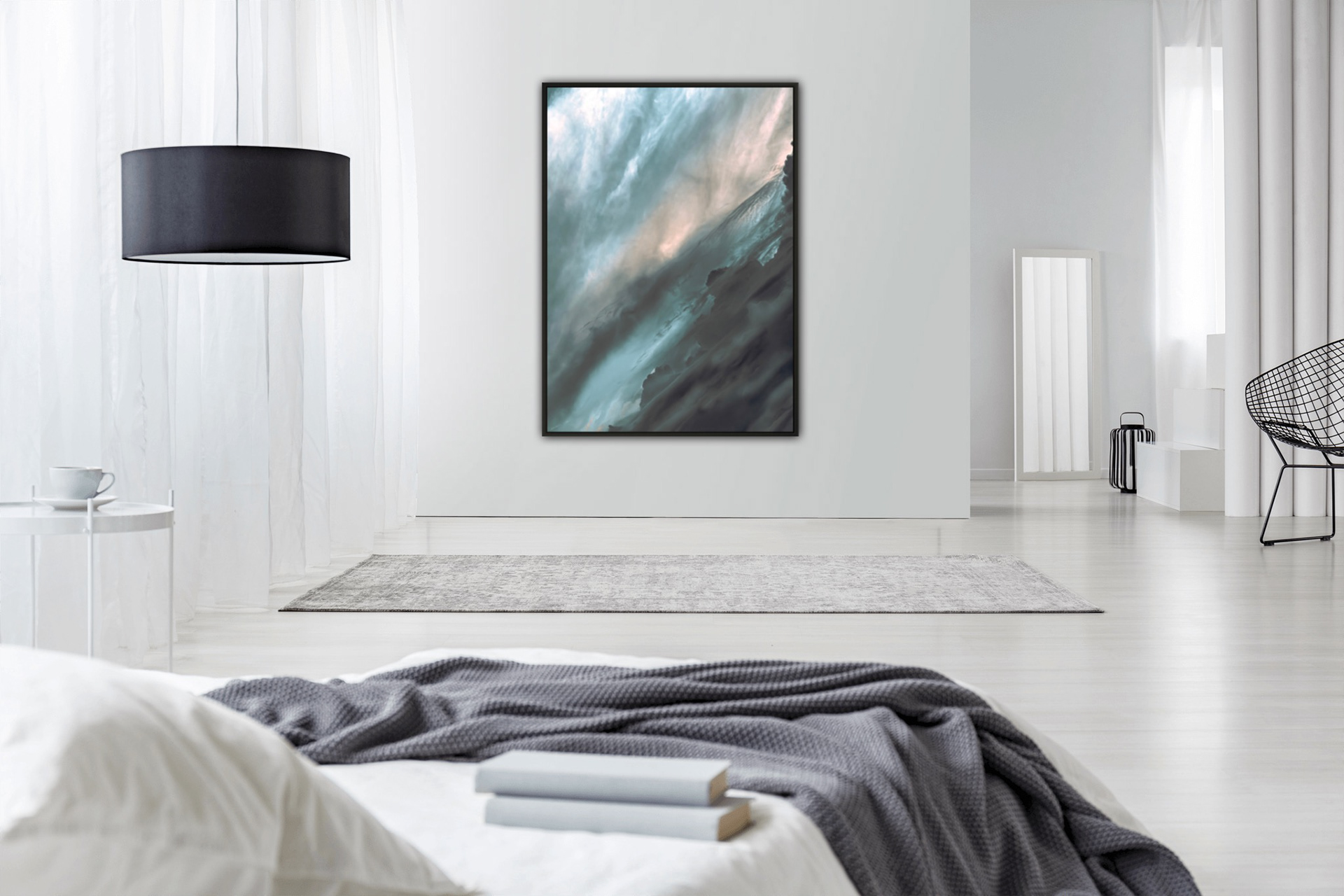 Fine Art i Glas og Ramme - Illustreret i sort Træramme
