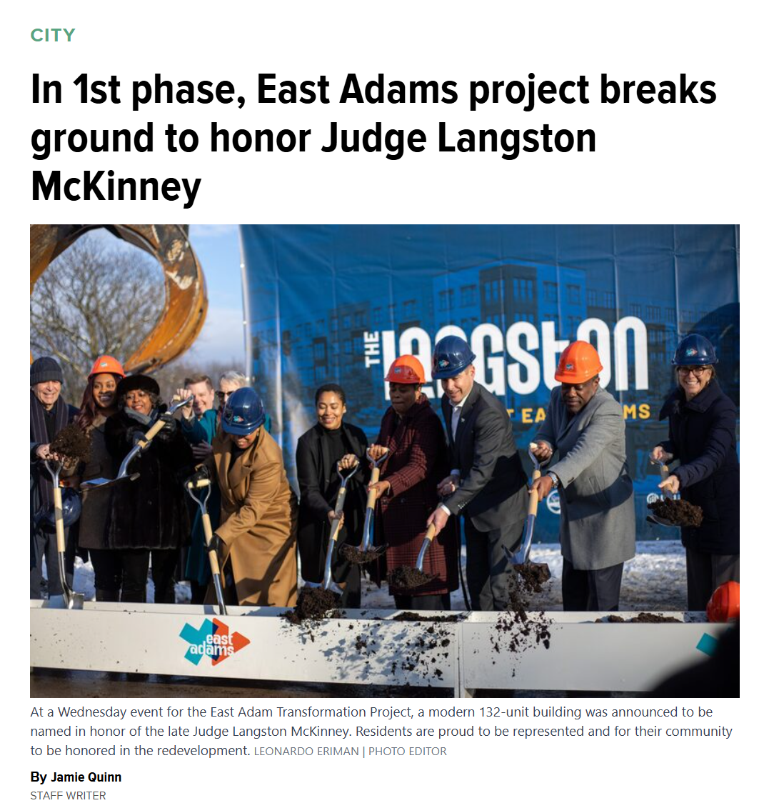 In-person coverage: https://dailyorange.com/2025/12/in-1st-phase-east-adams-project-breaks-ground-to-honor-judge-langston-mckinney/