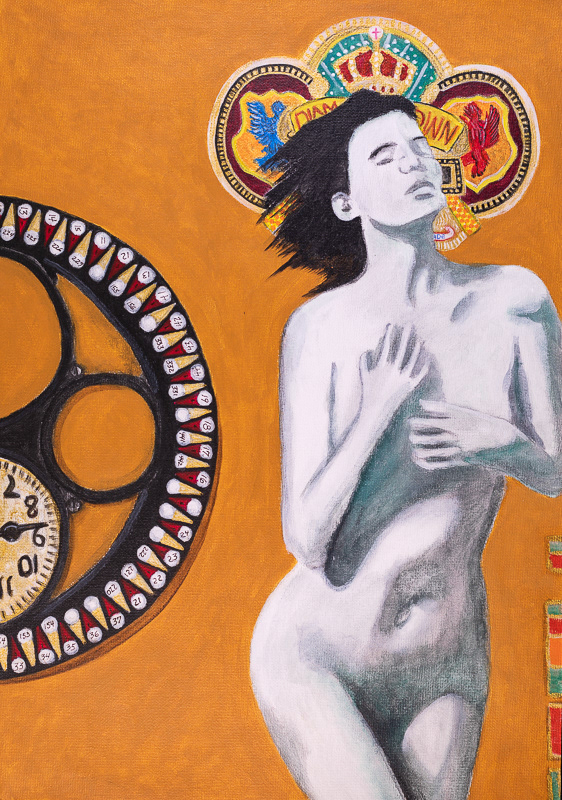 CLOCK GAME 17.5"X12" Acrylic on Canvas 