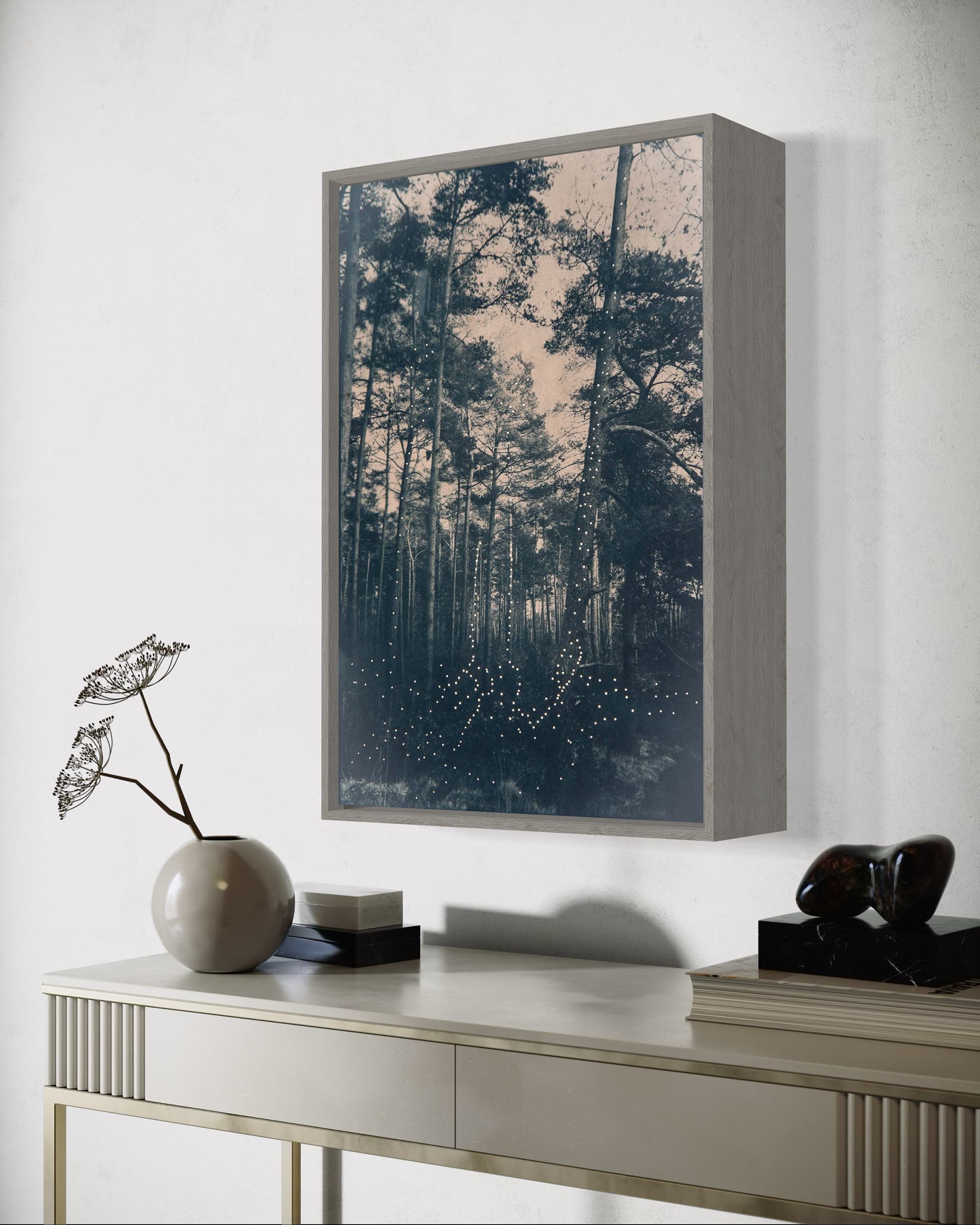 Exemple de visualisation 3D d'un caisson lumineux de la photo "Quatre vents", Taille 50cmx75cm